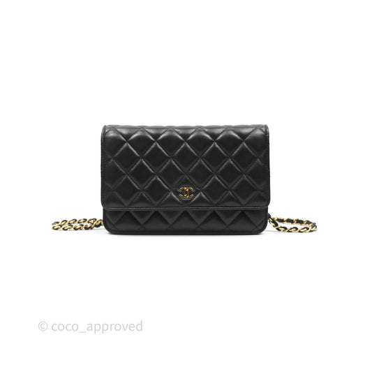 Chanel Quilted Classic Wallet on Chain WOC Black Lambskin Gold Hardware