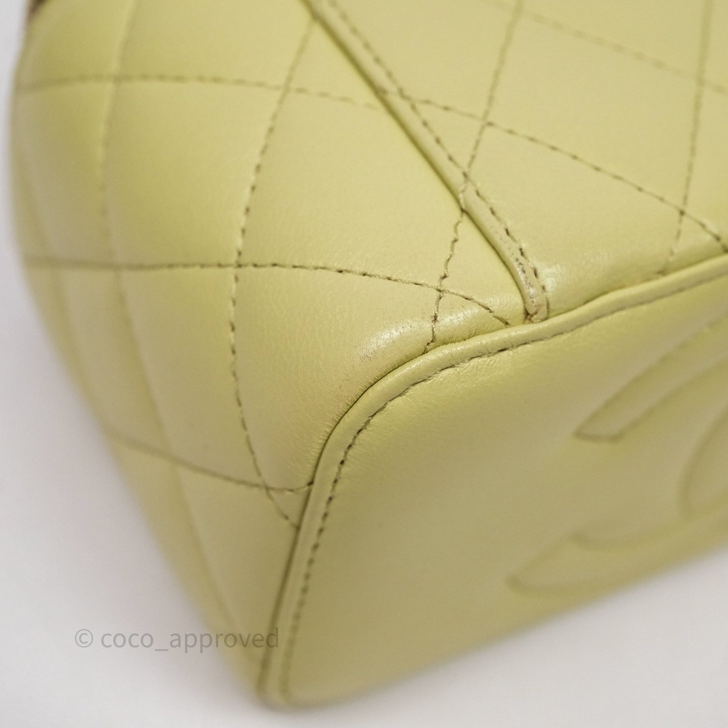 Chanel Quilted Vanity With Chain Lambskin Green Gold Hardware