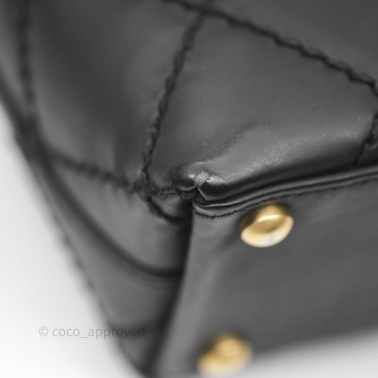 Chanel Vintage Quilted CC Tote Bag Matte Black Calfskin Gold Hardware