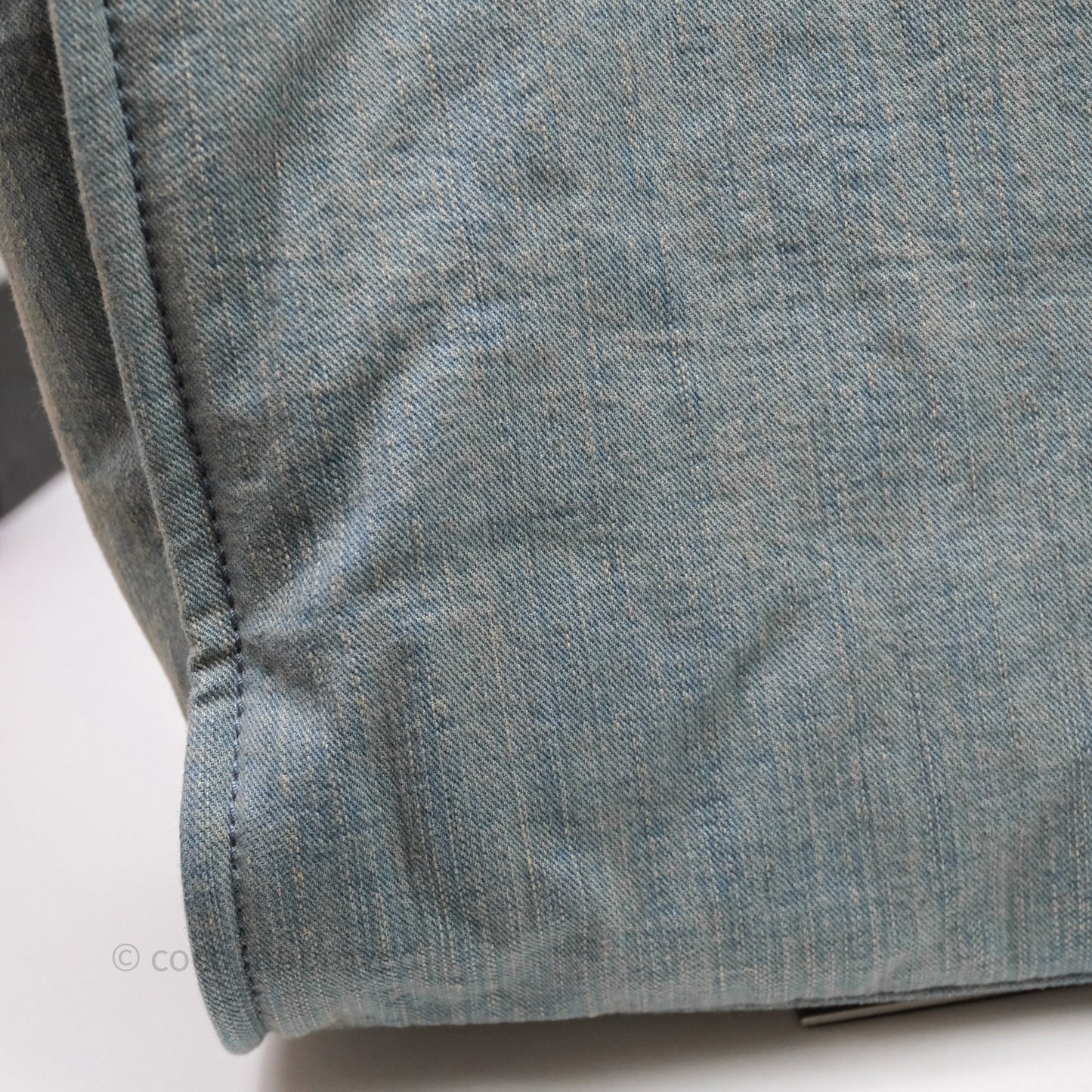 Chanel Large Deauville Tote Blue Washed Denim Matte Silver