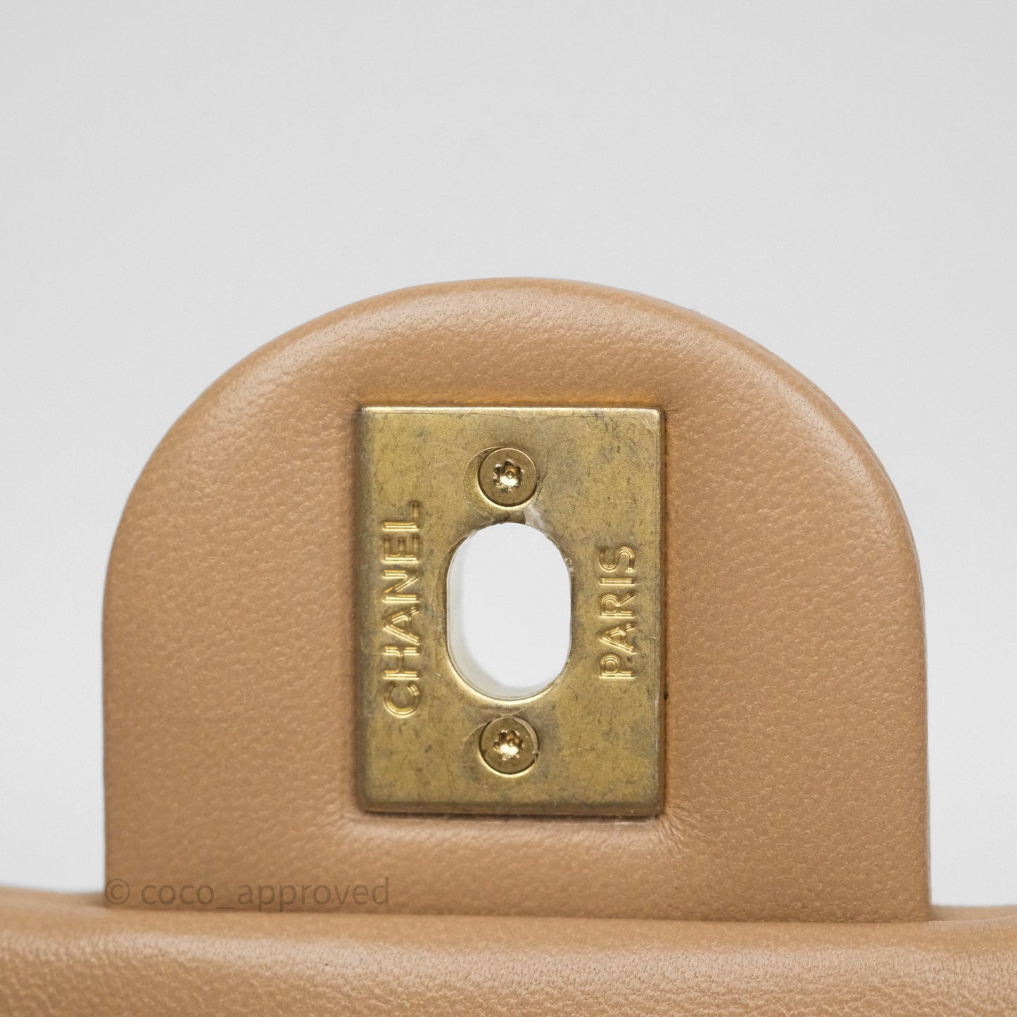 Chanel Mini CC Funky Town Flap Quilted Beige Lambskin Aged Gold Hardware
