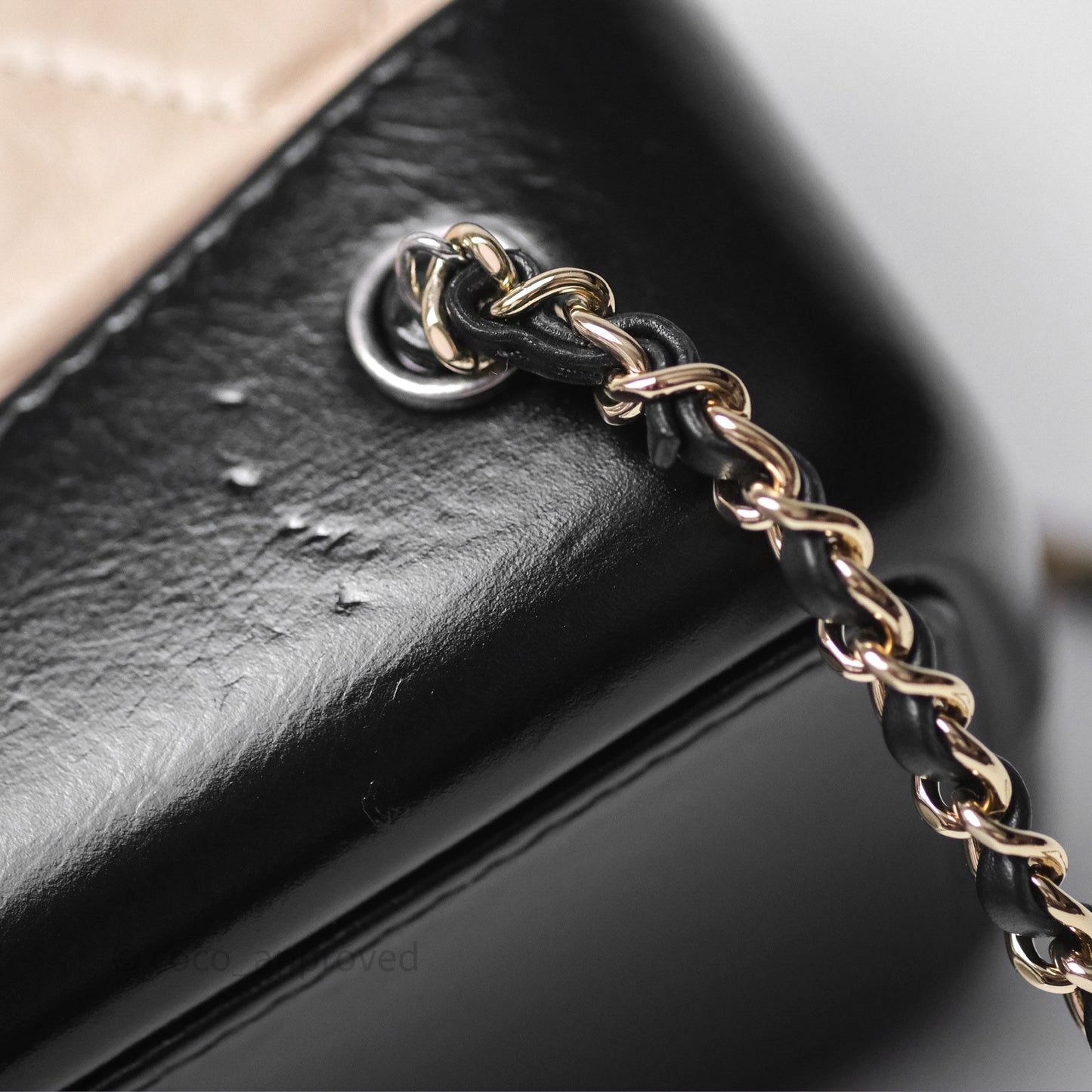 Chanel Small Gabrielle Backpack Beige Black Aged Calfskin