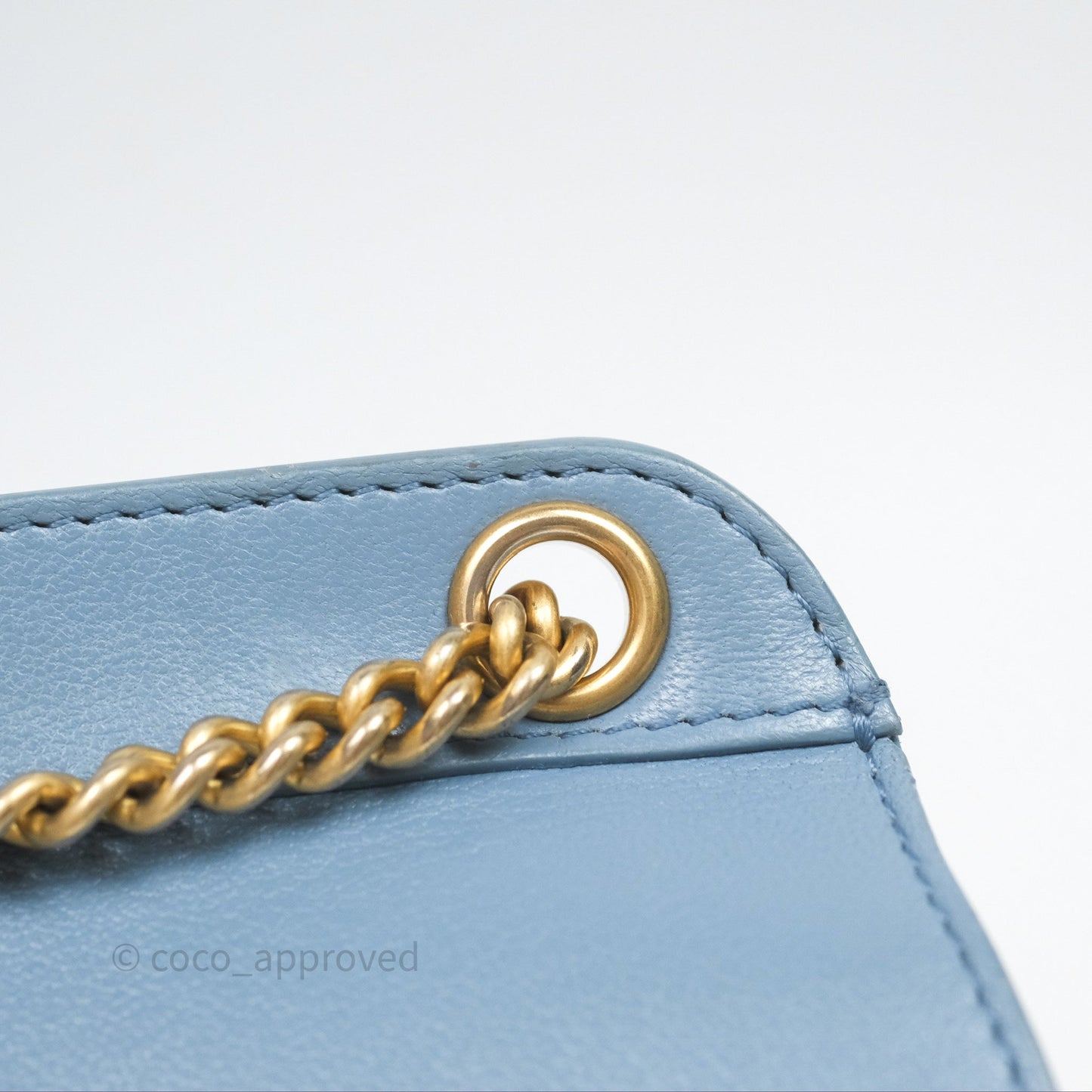 Chanel Curved Flap Bag Blue Lambskin Aged Gold Hardware