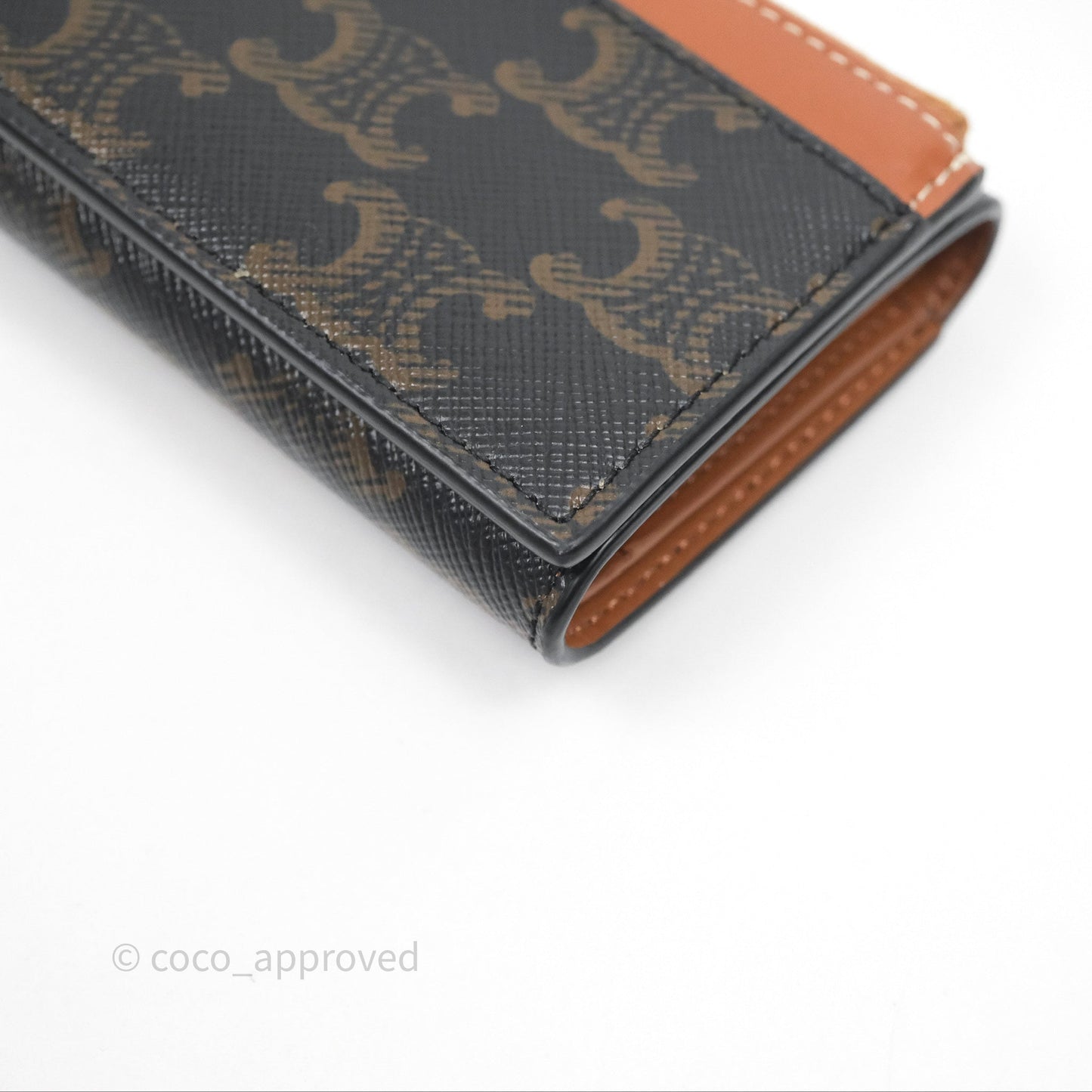 Celine Compact Wallet with Coin Triomphe Canvas Tan Lambskin