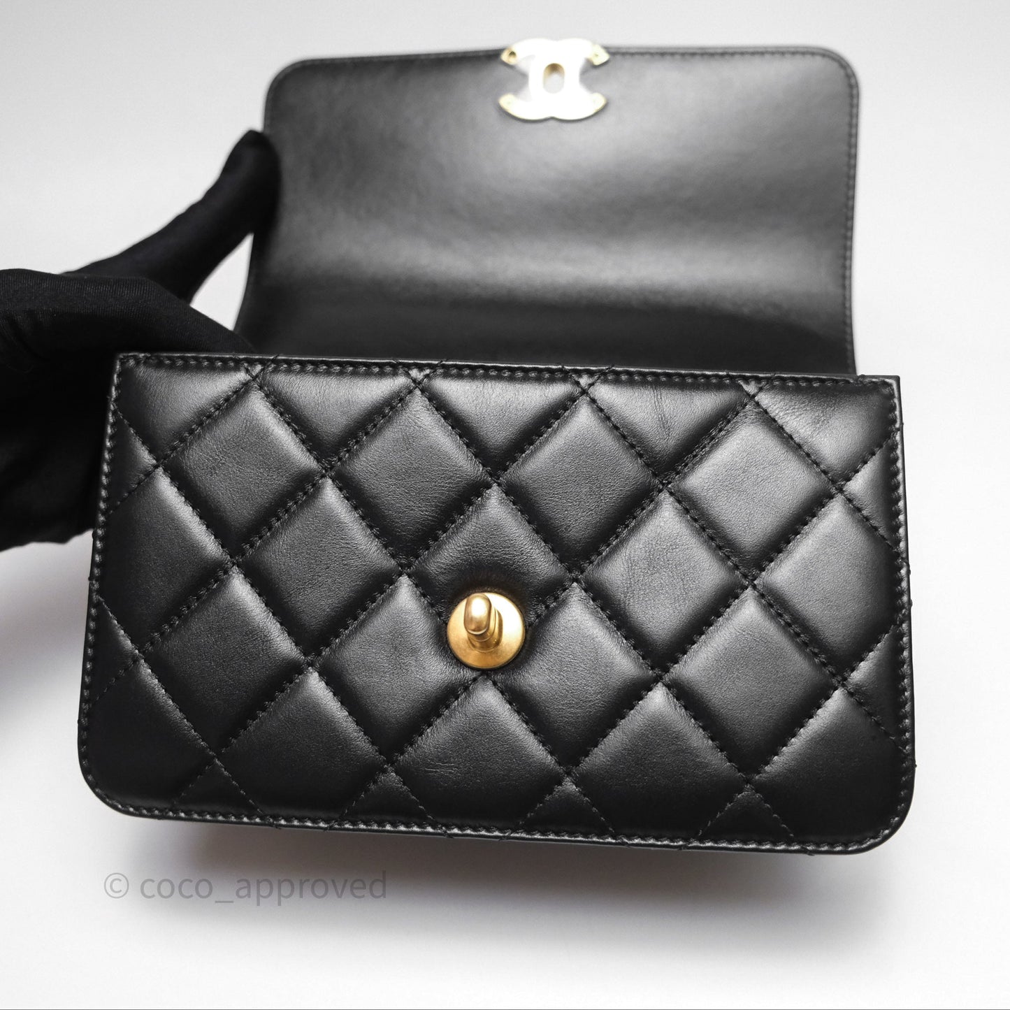 Chanel Quilted Mini Perfect Fit Adjustable Black Calfskin Gold Hardware