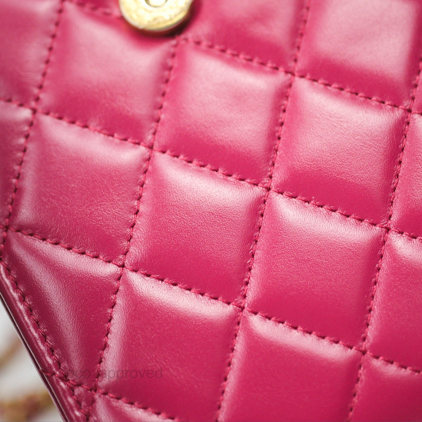 Chanel Quilted Perfect Fit Dark Pink Phone Holder Aged Gold Hardware