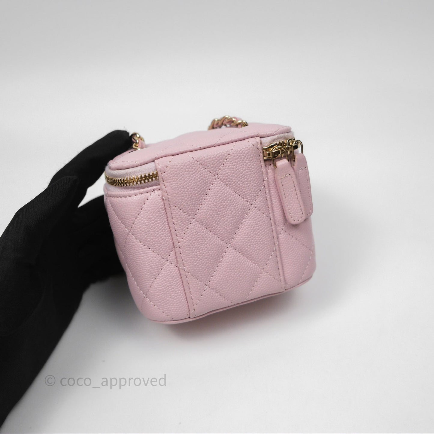 Chanel Mini Vanity With Chain Lilac Caviar Gold Hardware