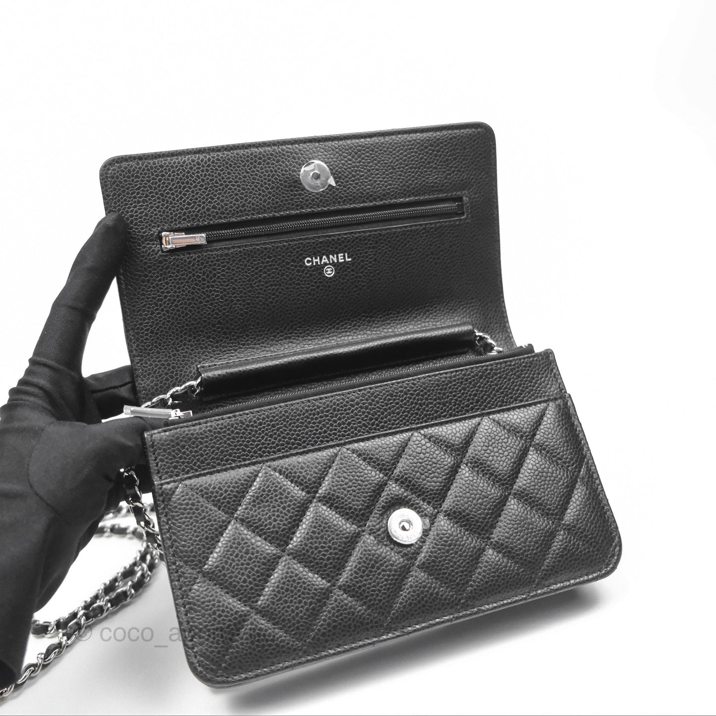 Chanel Quilted Classic WOC Black Caviar Silver Hardware