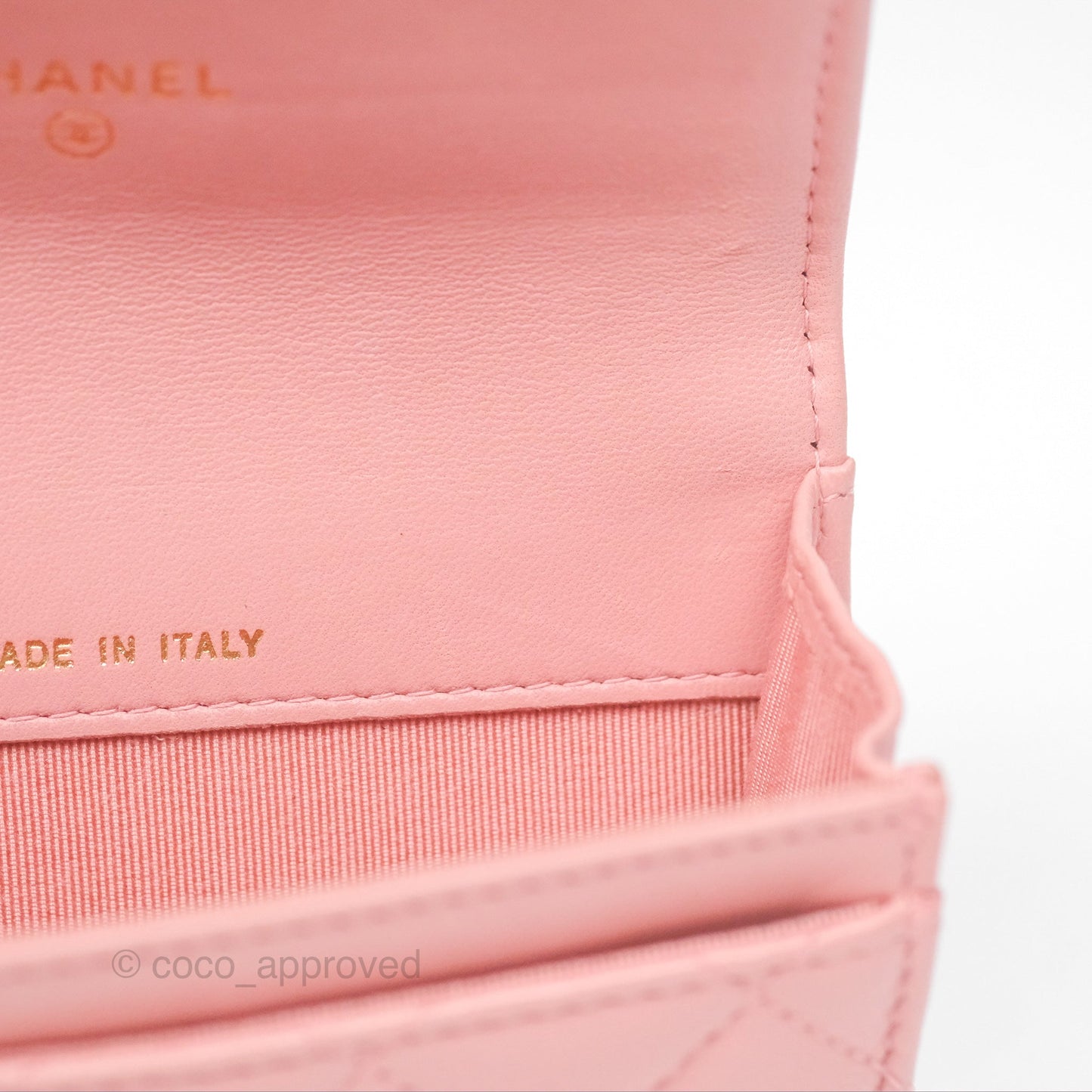 Chanel Classic Flap Card Holder Quilted Pink Lambskin Gold Hardware