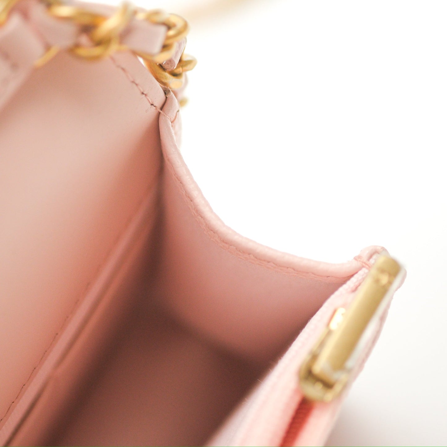 Chanel Mini WOC Phone Holder Pink Caviar Gold Hardware