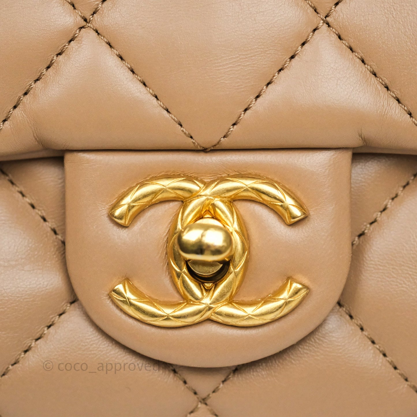 Chanel Medium All Slide Adjustable Chain Flap Bag Beige Lambskin Aged Gold Hardware