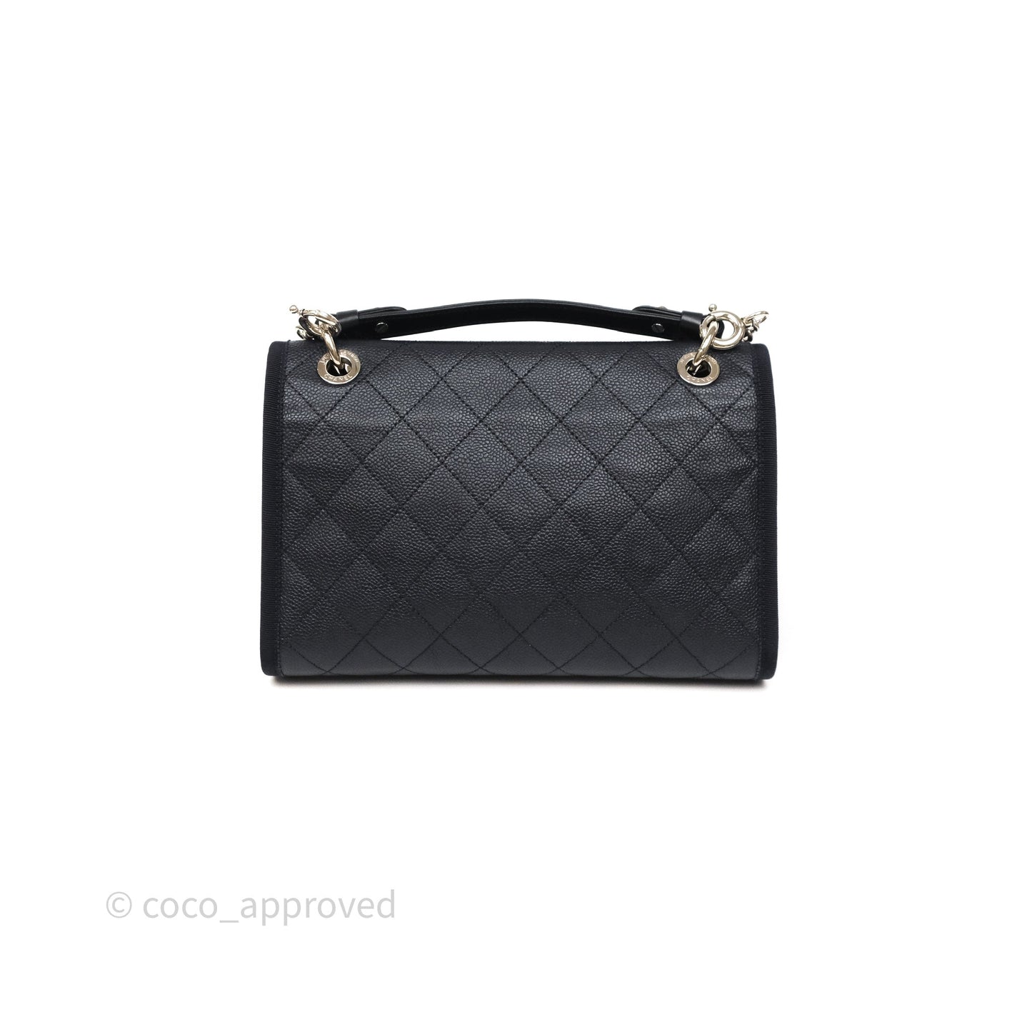 Chanel Top Handle Flap Bag Dark Navy Caviar Silver Hardware