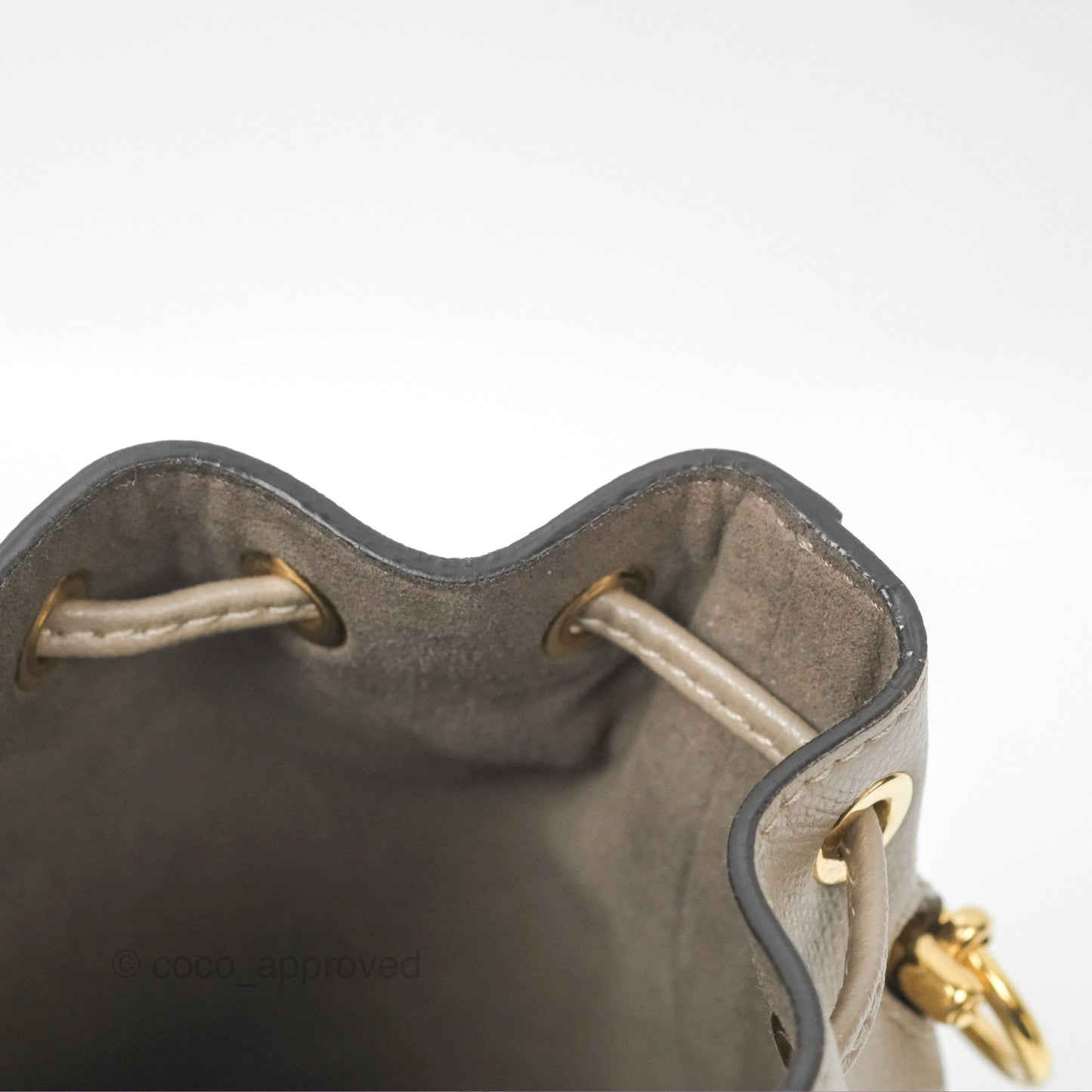 Fendi Mini Mon Tresor Bucket Bag Tortora Grained Calfskin