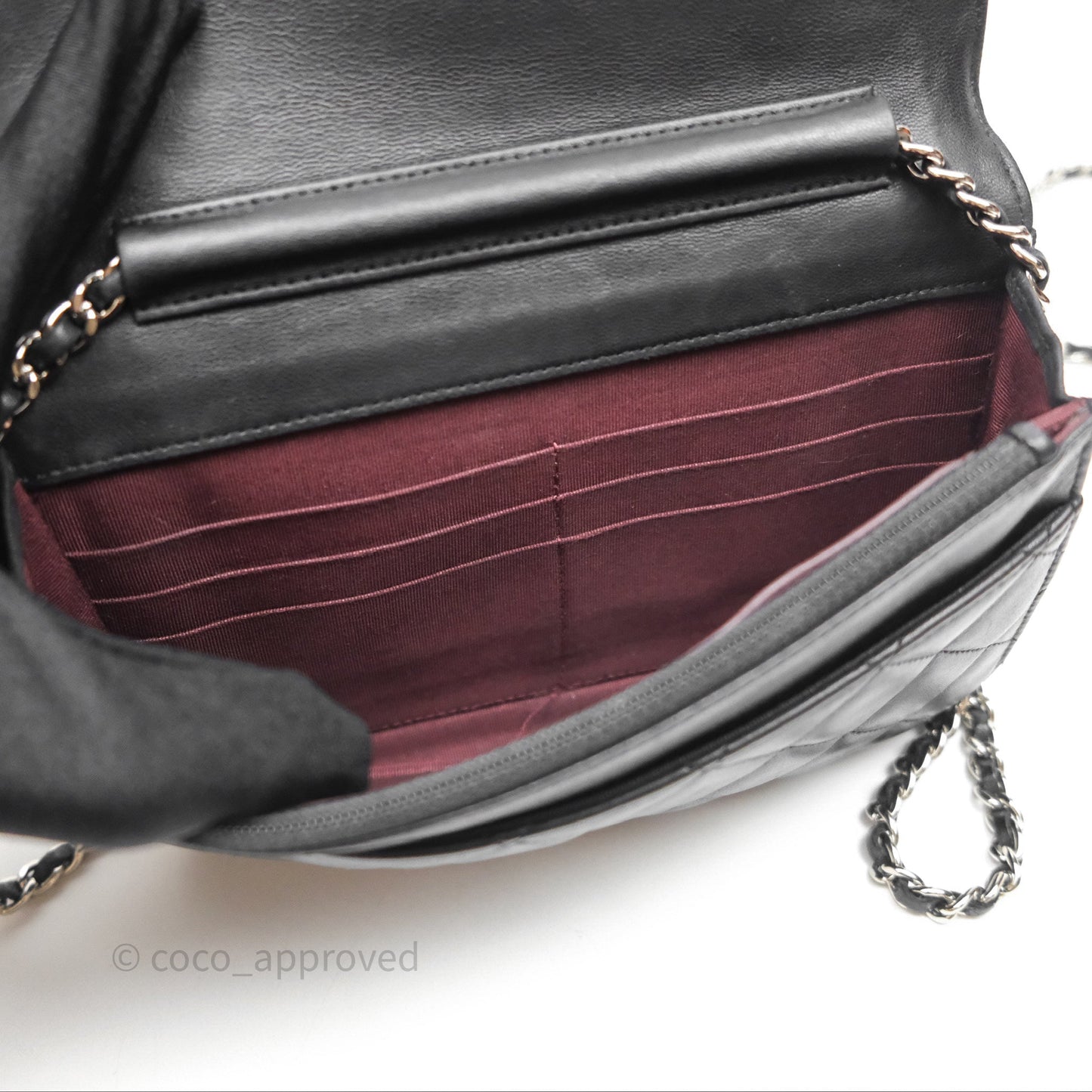 Chanel Quilted WOC Black Lambskin Silver Hardware