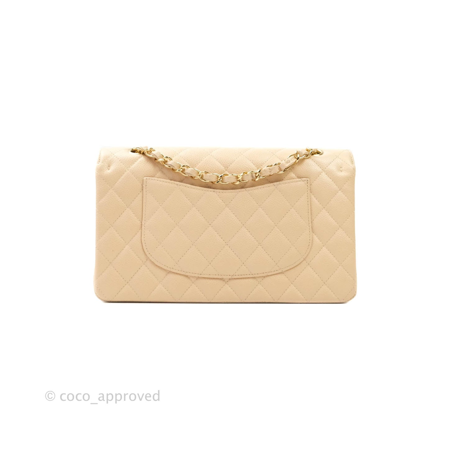 Chanel M/L Medium Double Flap Bag Beige Caviar Gold Hardware