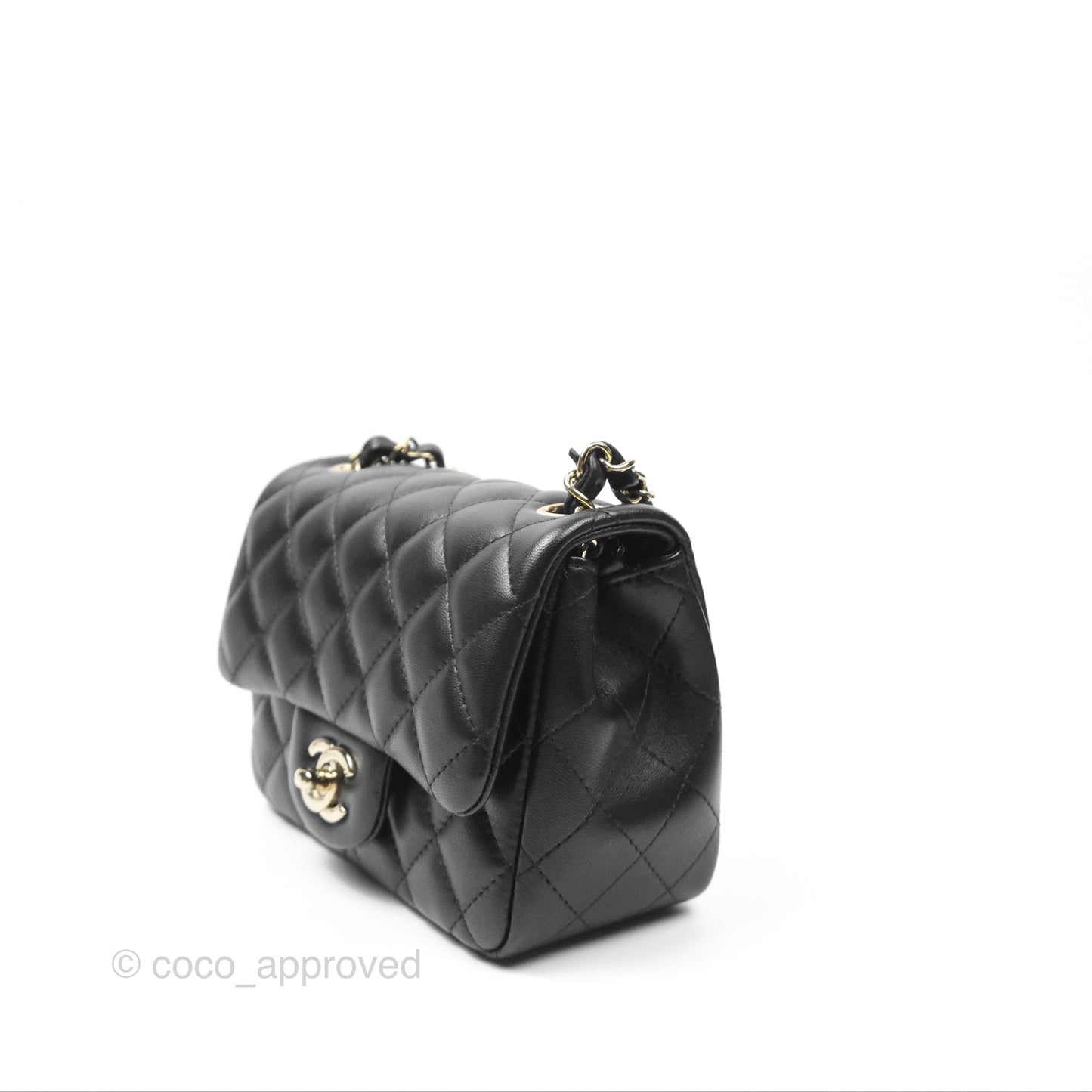 Chanel Mini Square Flap Bag Quilted Black Lambskin Gold Hardware