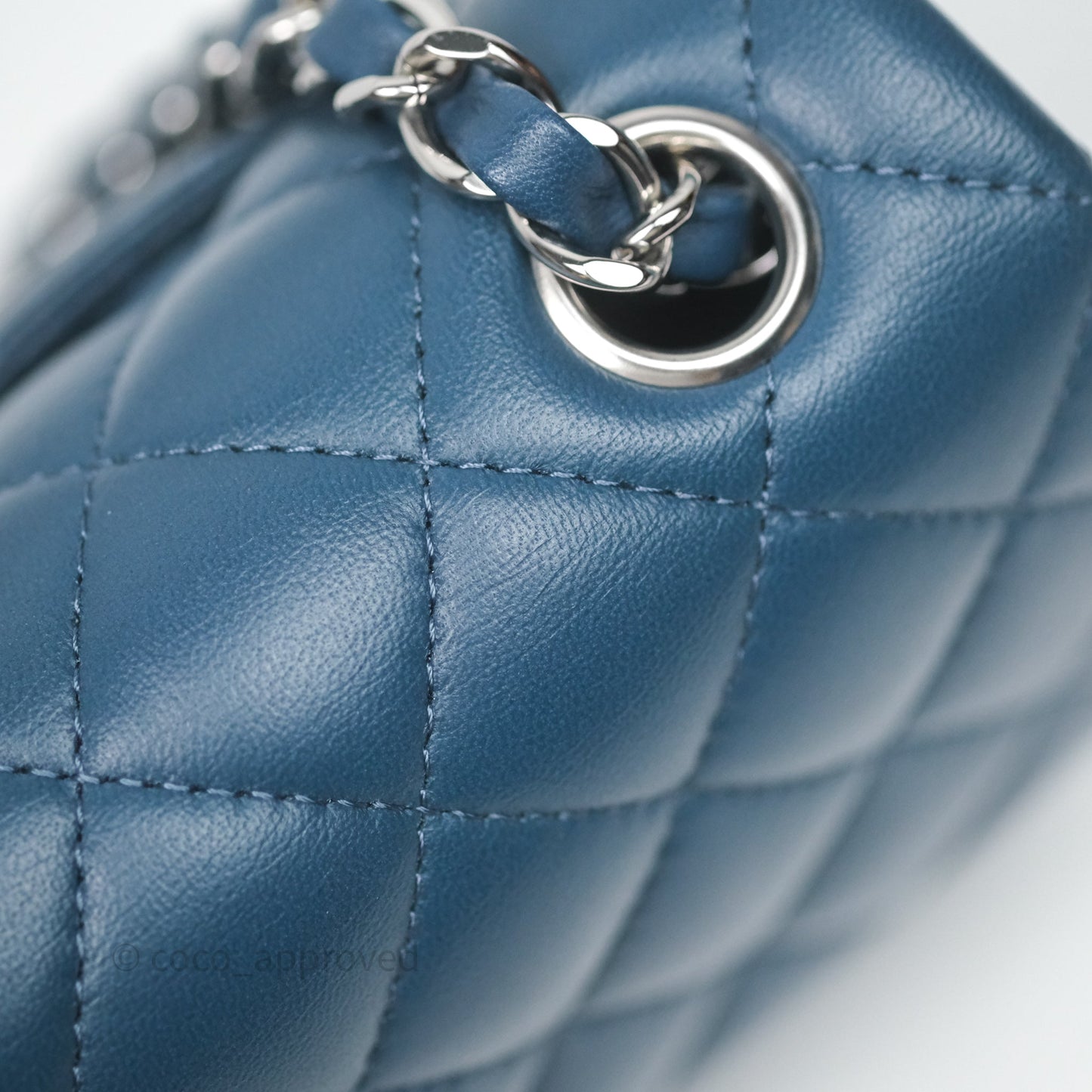Chanel Mini Rectangular Quilted Navy Lambskin Silver Hardware