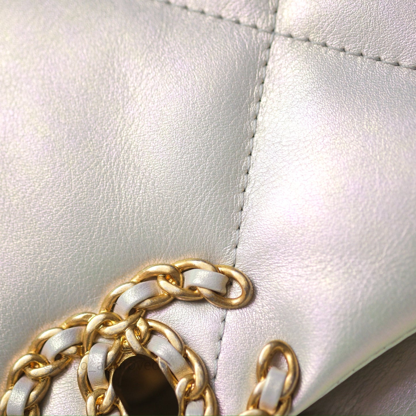 Chanel 19 Small Iridescent White Mixed Hardware