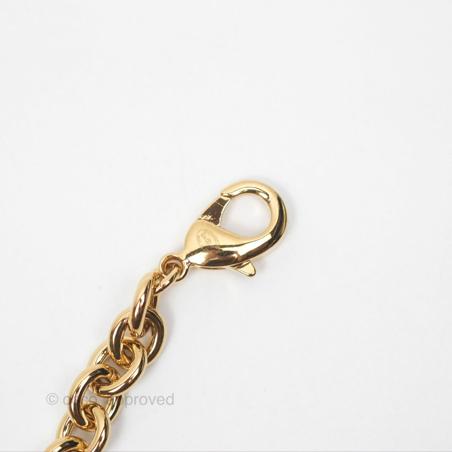 Chanel Black CC Heart Lucky Clover Chain Belt Gold Tone 24P