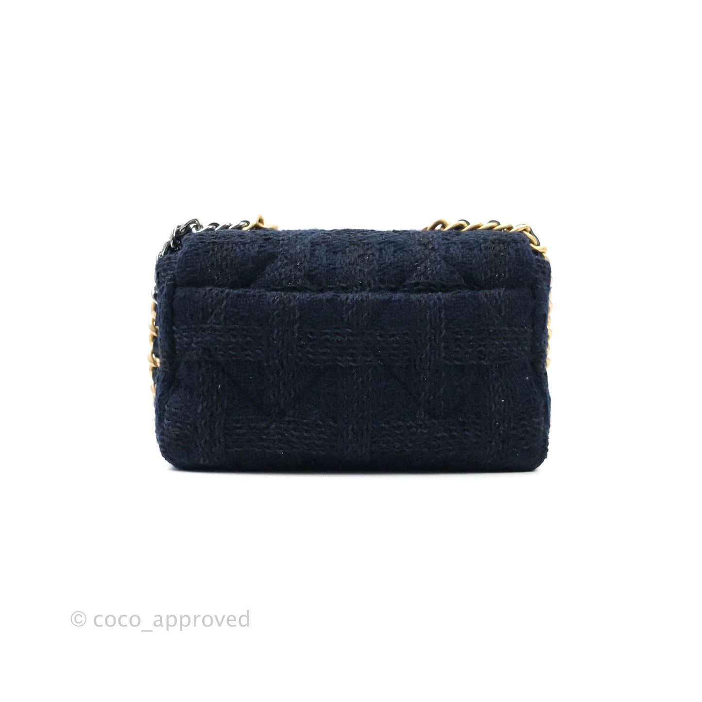 Chanel 19 Small Tweed Navy Mixed Hardware