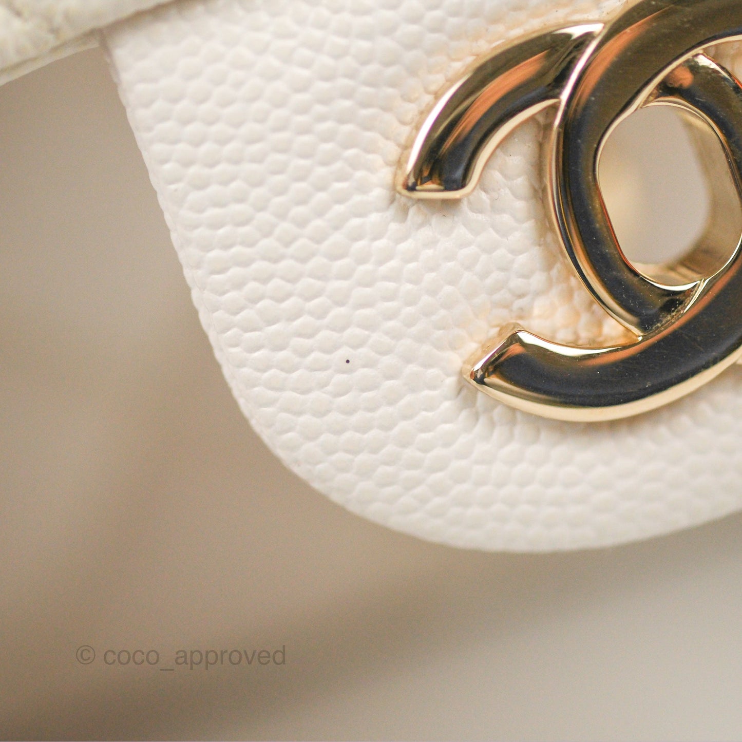 Chanel Small Classic Quilted Flap White Caviar Gold Hardware