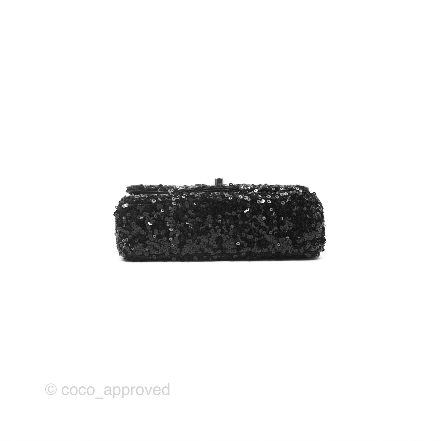Chanel Flap Bag Sequin Black Silver Hardware 23S