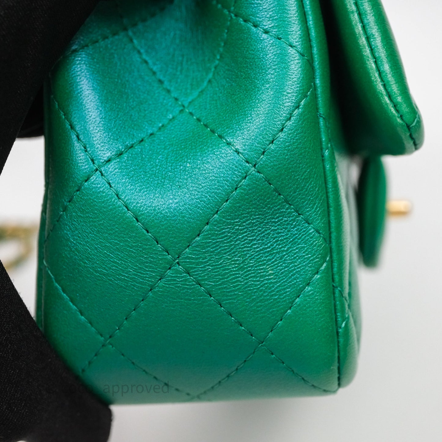 Chanel Top Handle Mini Rectangular Flap Bag Iridescent Green Lambskin Aged Gold Hardware