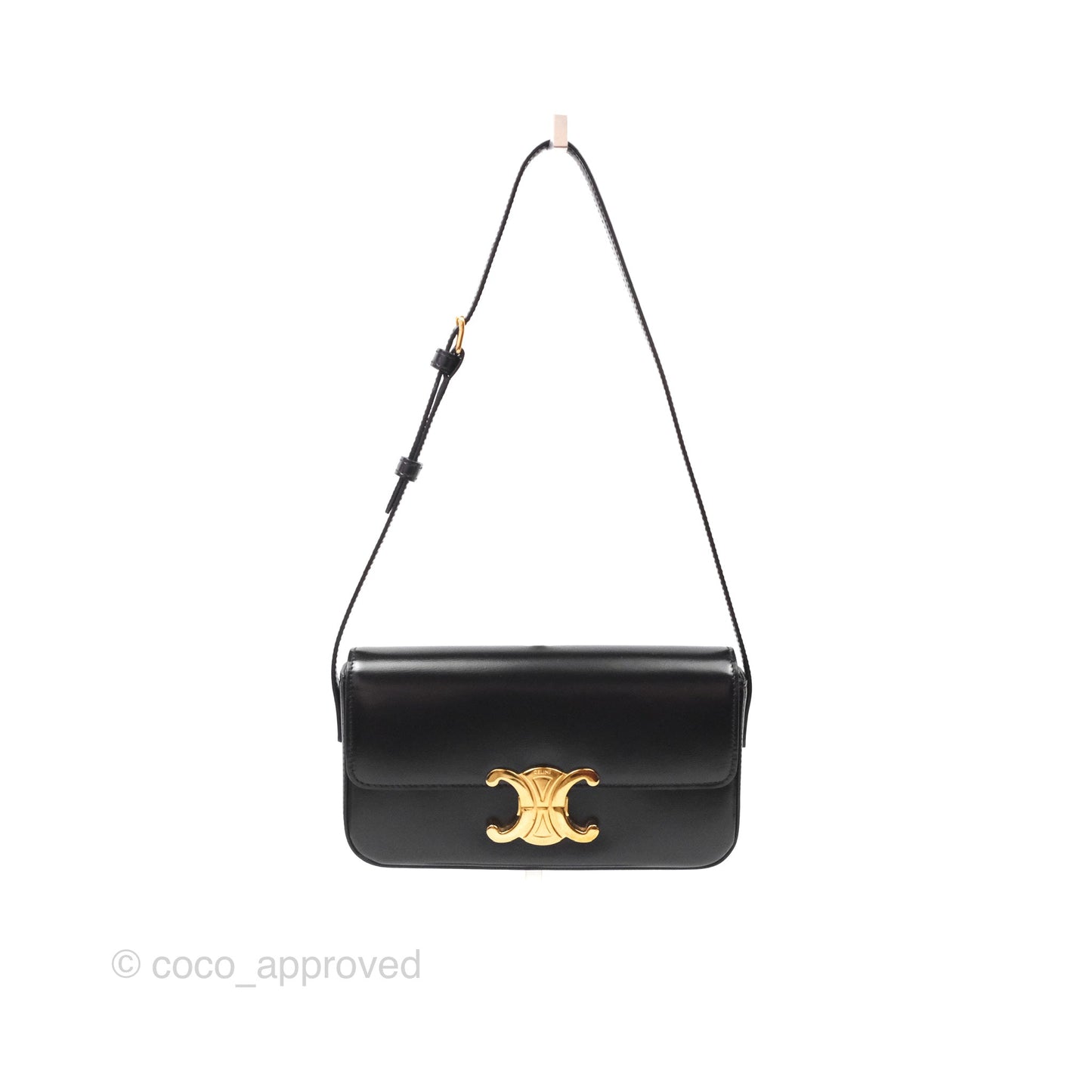 Celine Triomphe Shoulder Bag Black Calfskin