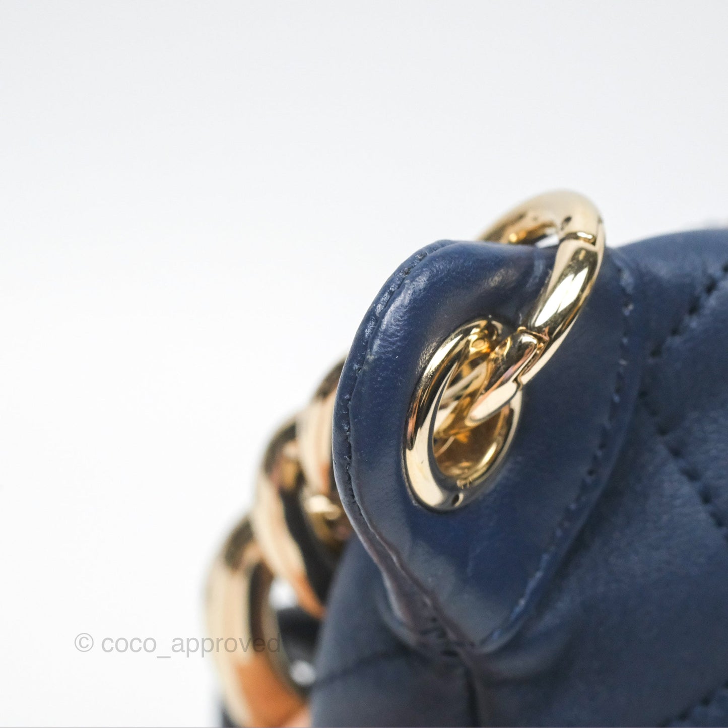 Chanel Resin Bi-Color Chain Belt Bag Navy Lambskin Gold Hardware