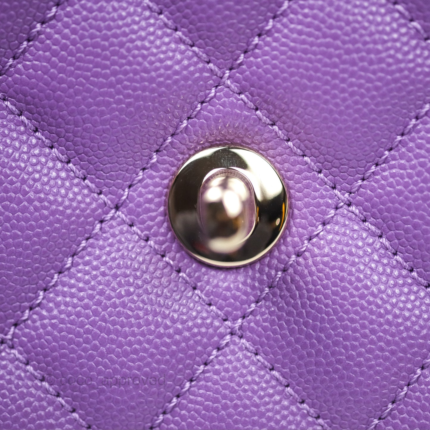 Chanel Quilted Mini Coco Handle Caviar Purple Gold Hardware