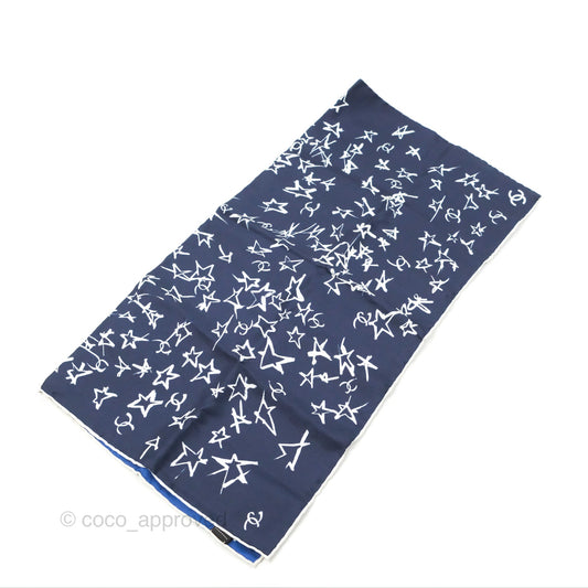 Chanel Blue Silk Scarf