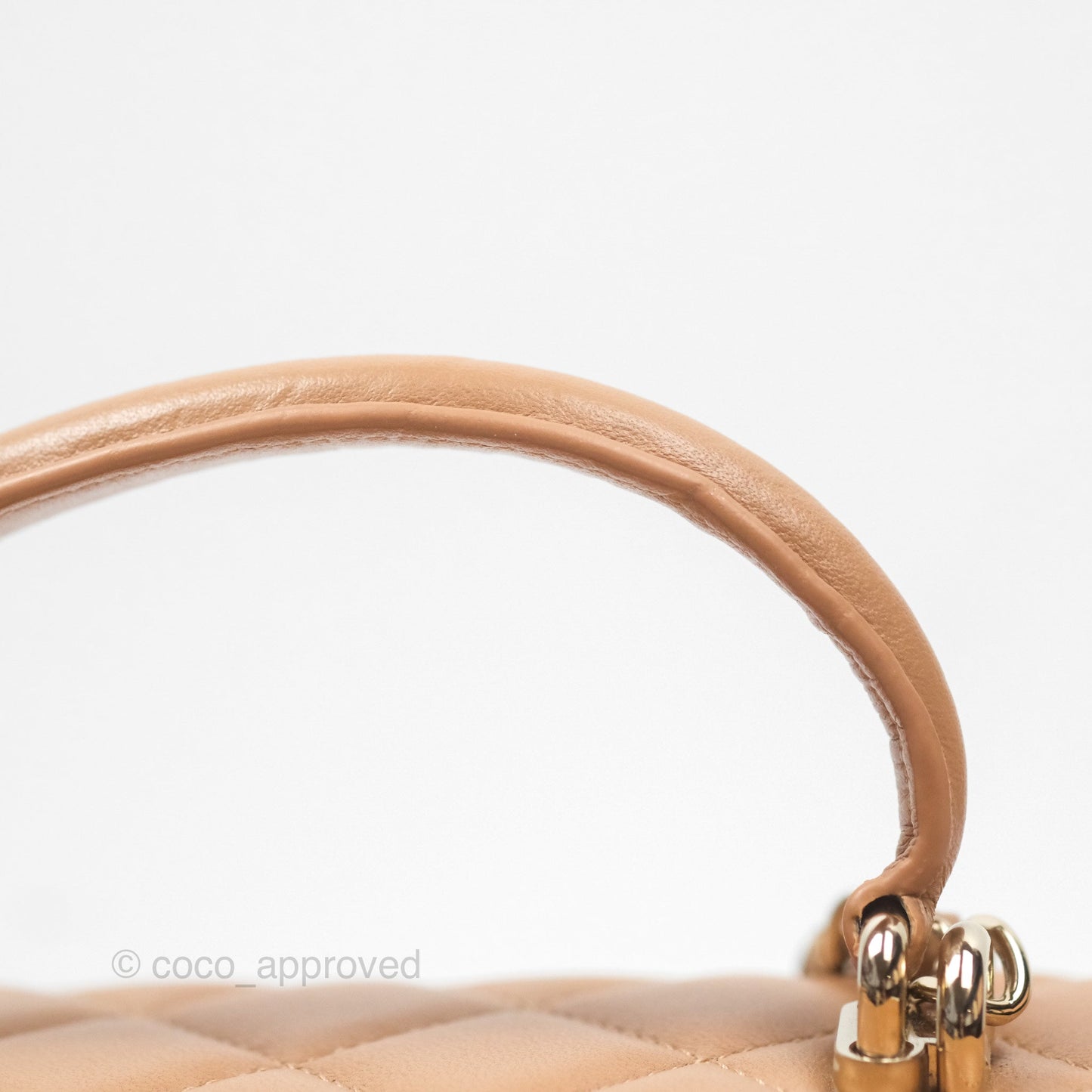 Chanel Vanity Rectangular Top Handle Beige Lambskin Gold Hardware