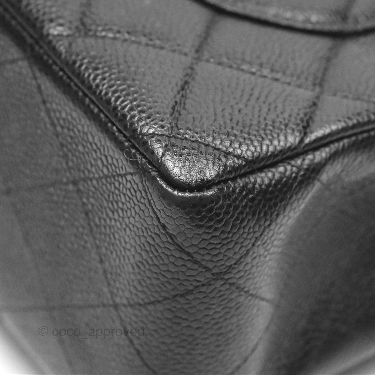 Chanel Classic Vintage Jumbo Single Flap Black Caviar Silver Hardware