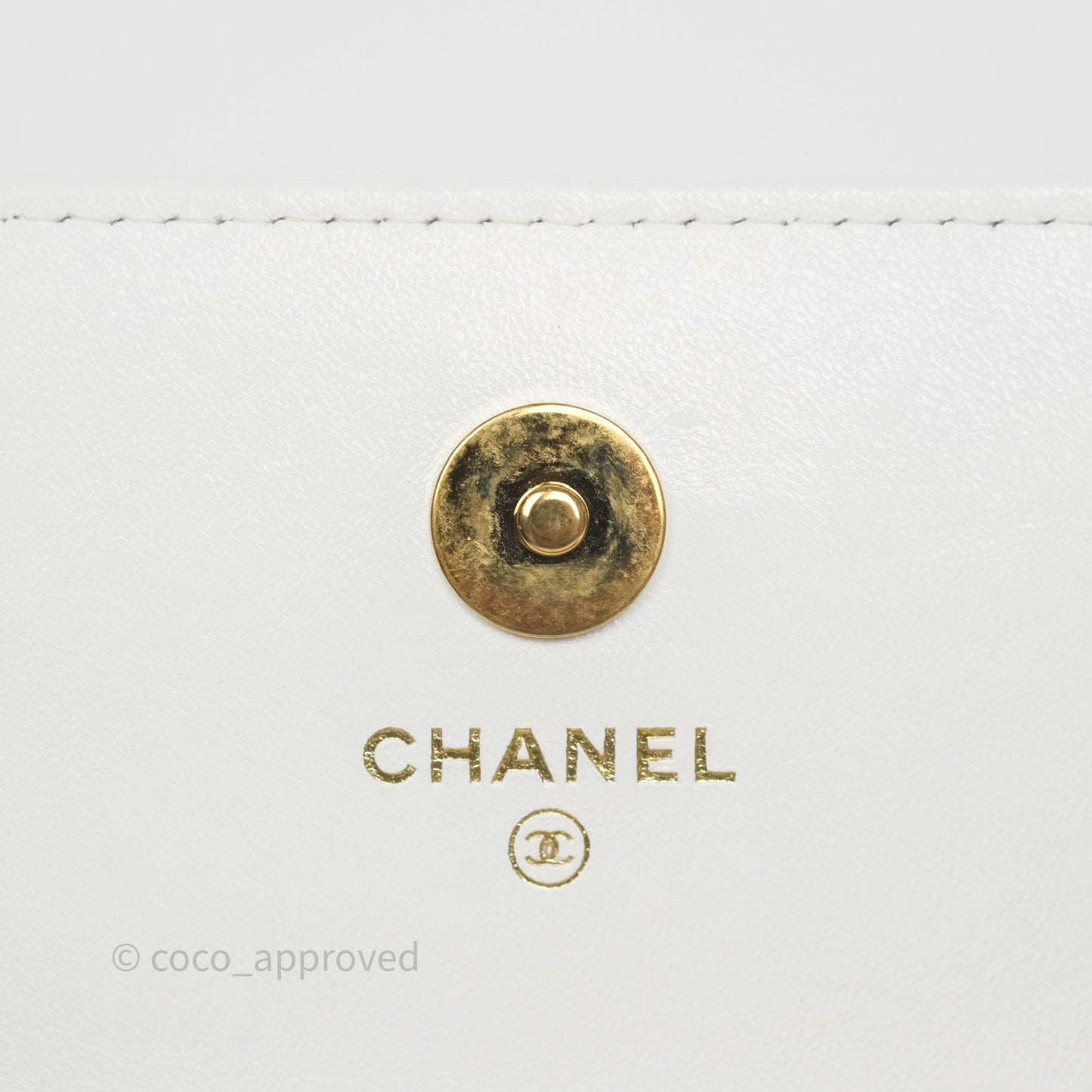 Chanel Dynasty Phone Holder with Chain White Ivory Lambskin Aged Gold Hardware