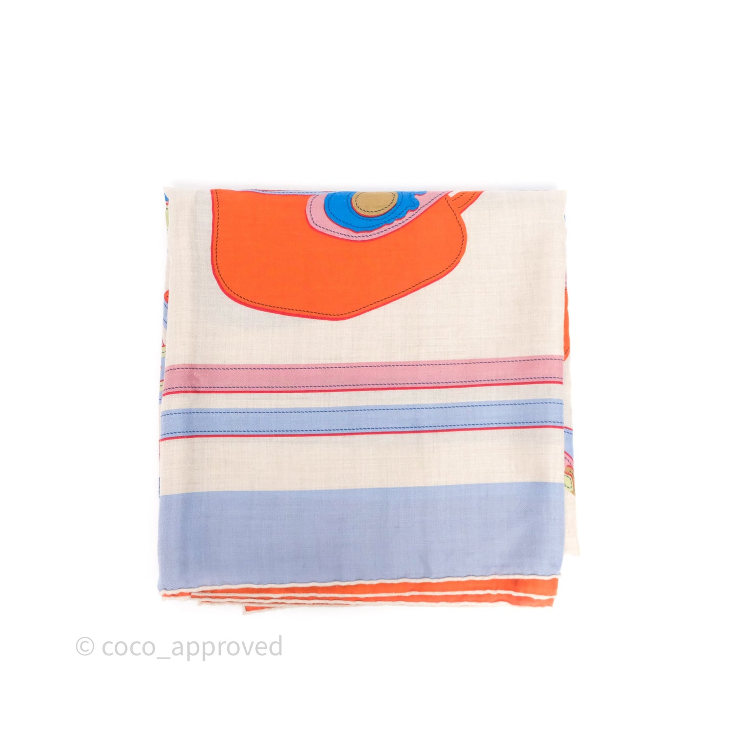 Hermes Brides De Gala App 140cm TD/ Orange/ Naturel/ Bleu Azur Cachemire Scarf