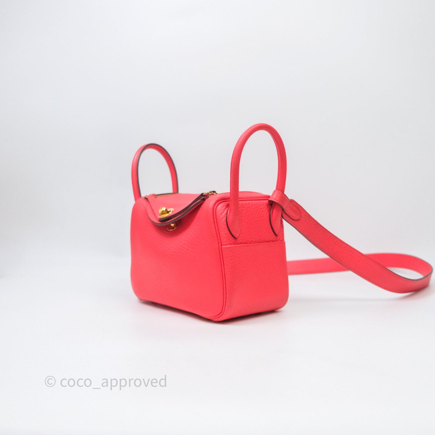 Hermès Mini Lindy 0E Rose Texas Clemence Gold Hardware