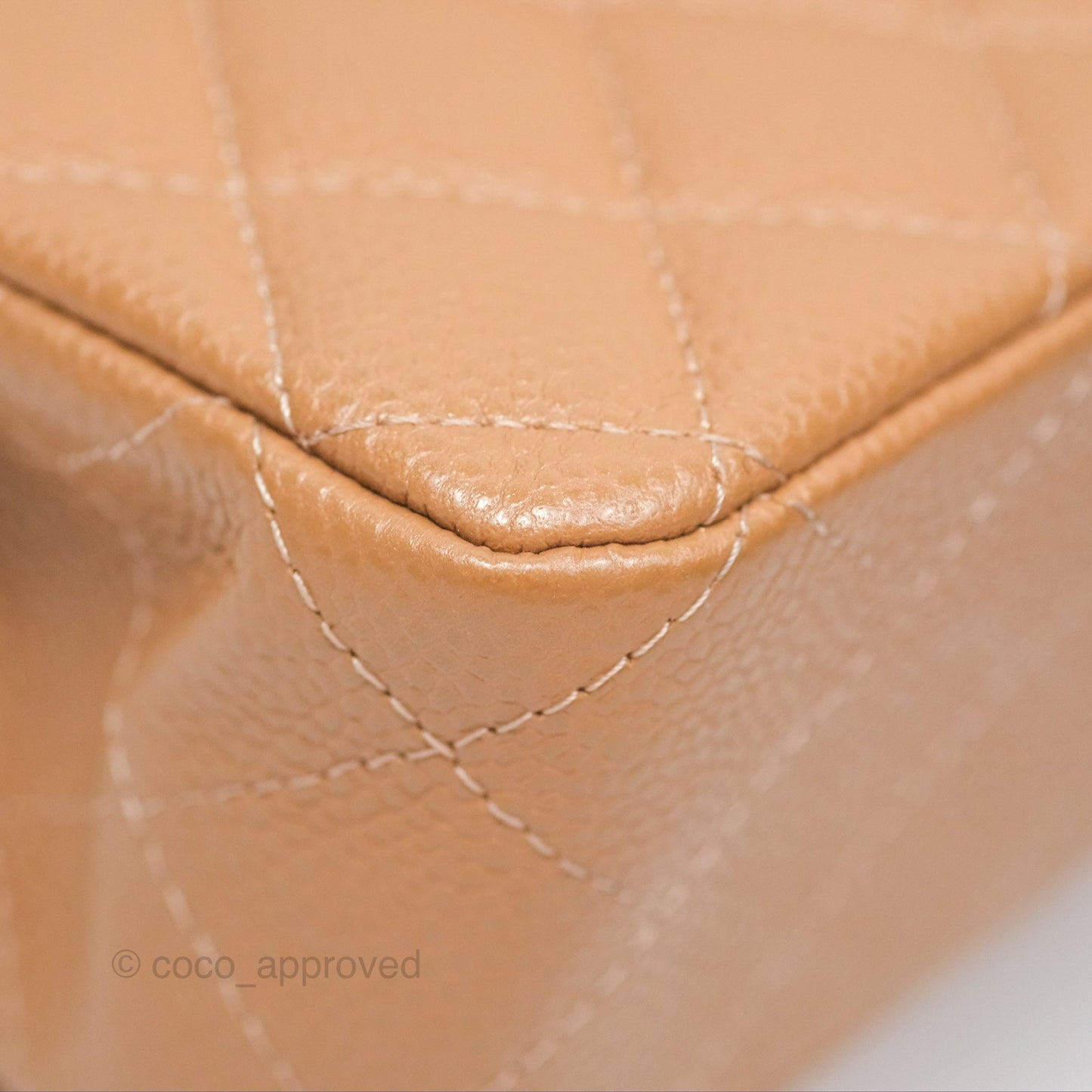 Chanel Classic M/L Medium Flap Quilted Dark Beige Caviar Gold Hardware 18S