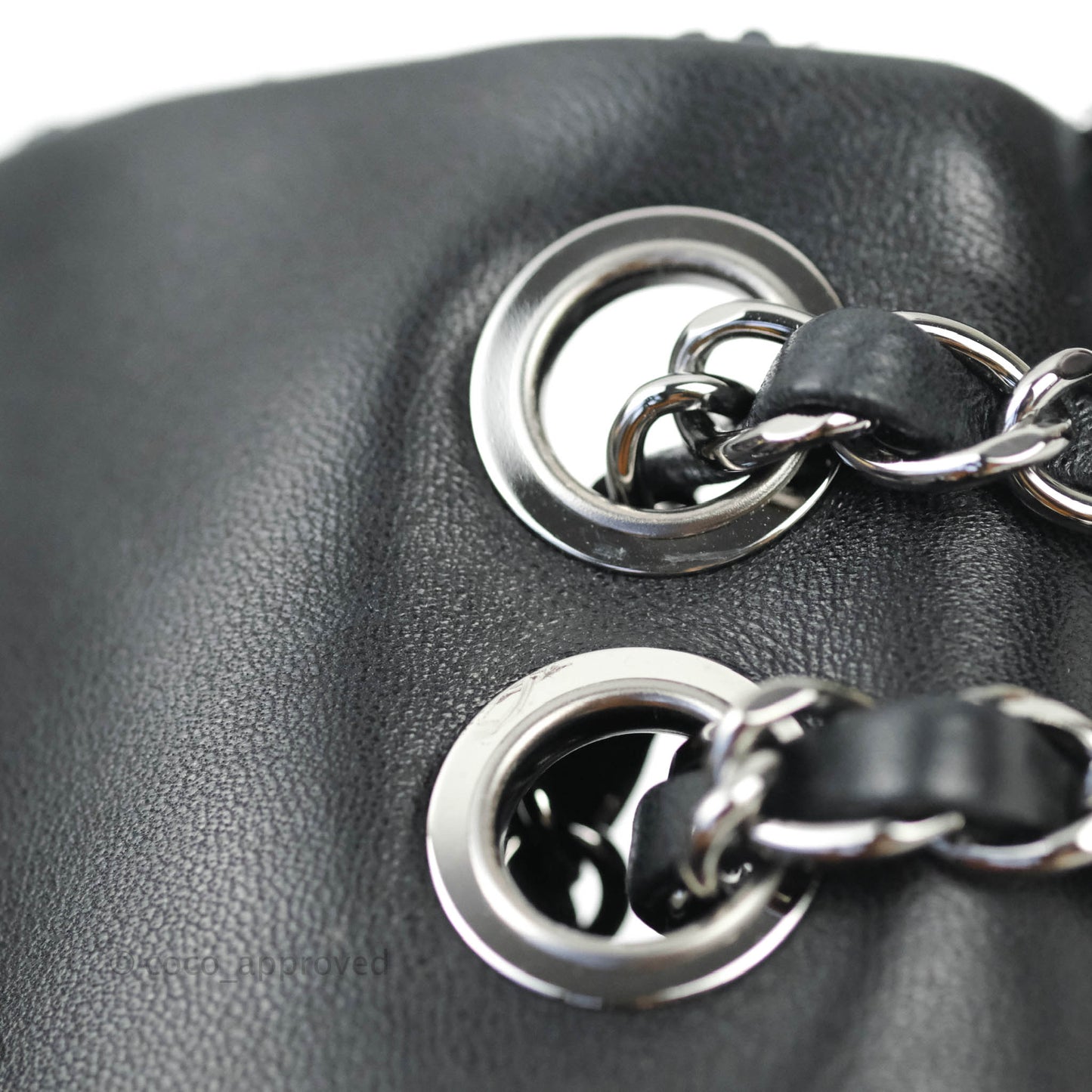 Chanel Quilted Medium Satin Sequin Single Flap Navy Black Gun Metal