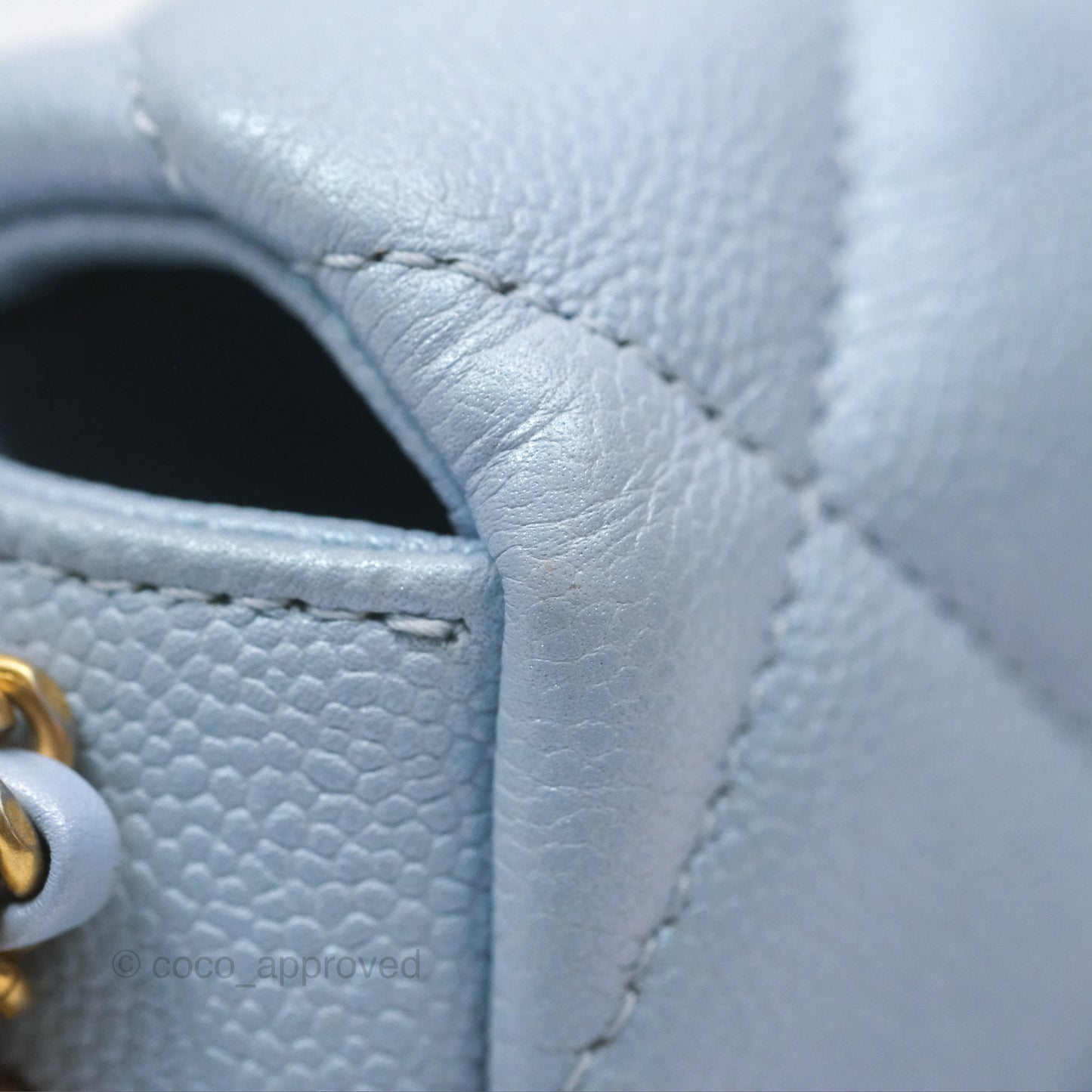 Chanel Quilted My Perfect Mini Iridescent Blue Caviar Aged Gold Hardware
