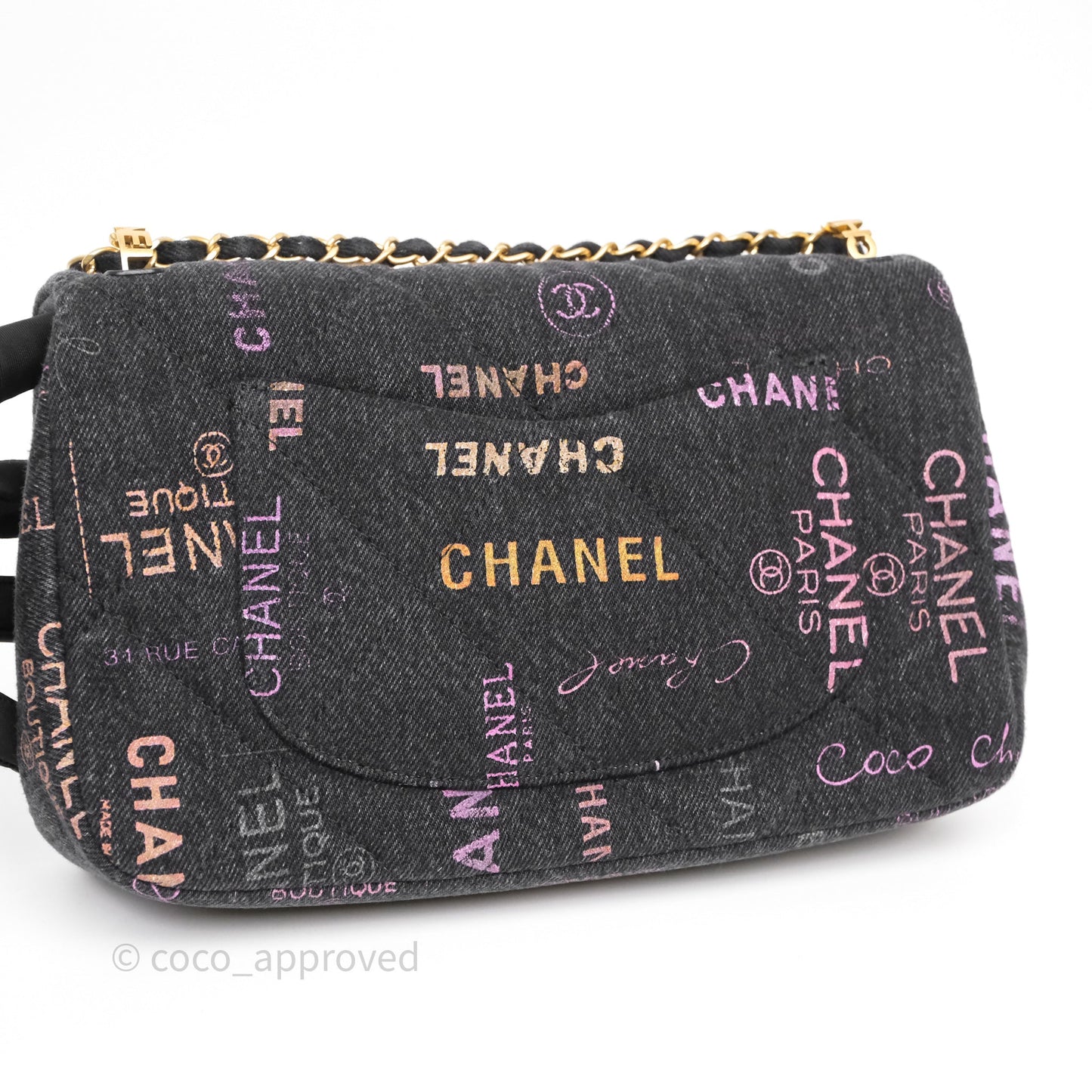 Chanel Large Denim Mood Flap Quilted Black Multicolor