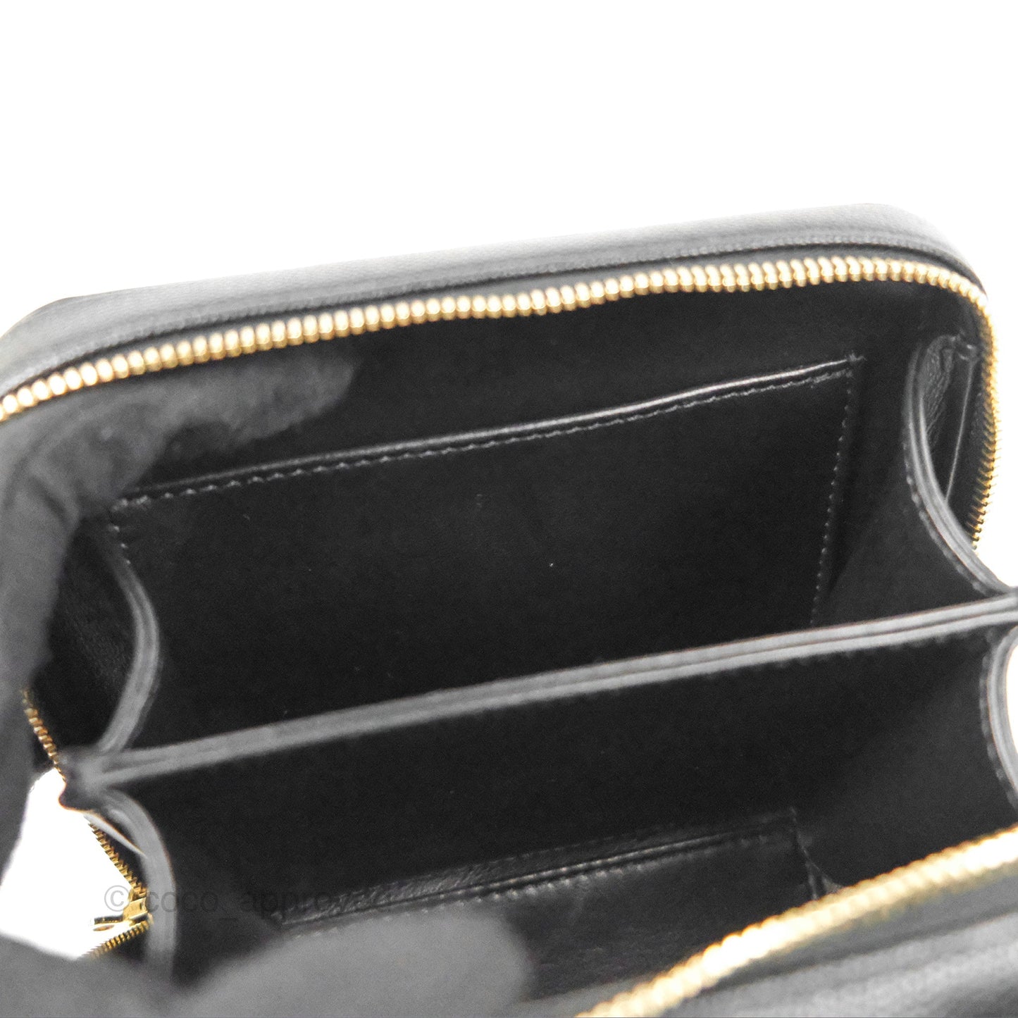 Chanel Quilted Small CC Filigree Vanity Case Black Caviar Gold Hardware