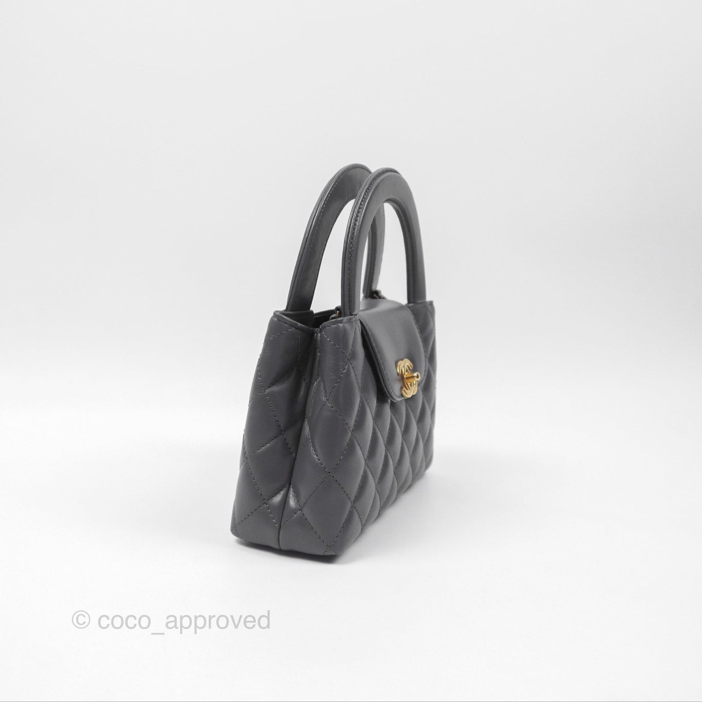 Chanel Kelly Bag Quilted Grey Shiny Calfskin Aged Gold Hardware