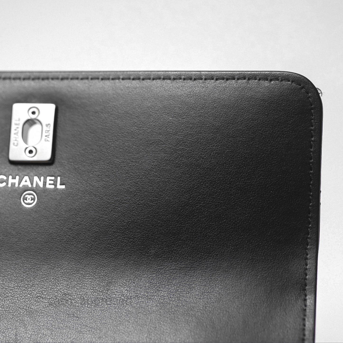 Chanel Mini Crystal Top Handle Wallet On Chain WOC Black Calfskin Gun Metal Hardware 23K