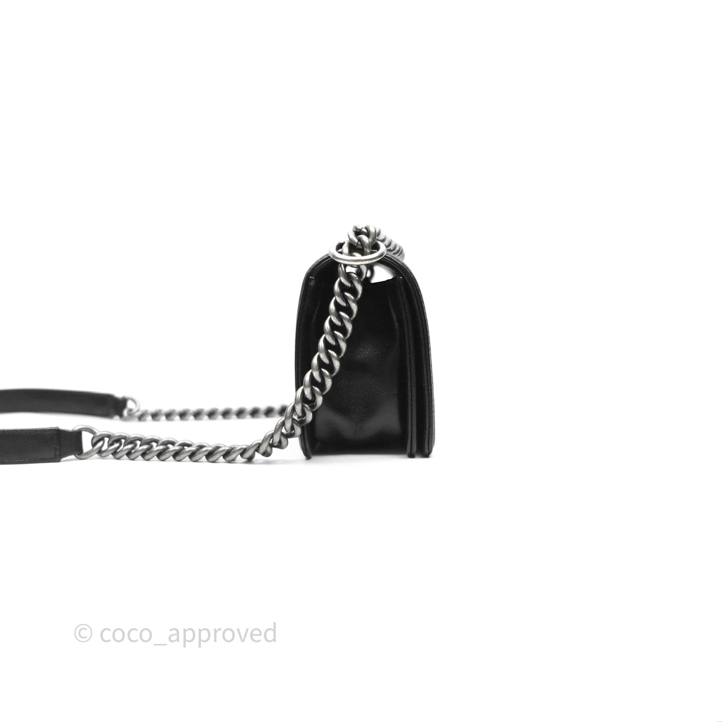 Chanel Small Boy Black Caviar Ruthenium Hardware