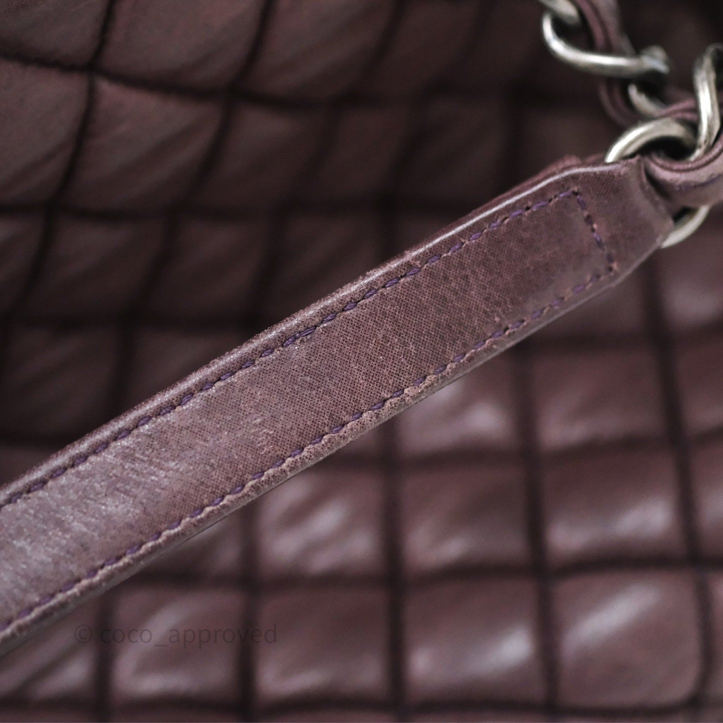 Chanel Large Mademoiselle Bowling Crumpled Calfskin Purple Ruthenium Hardware