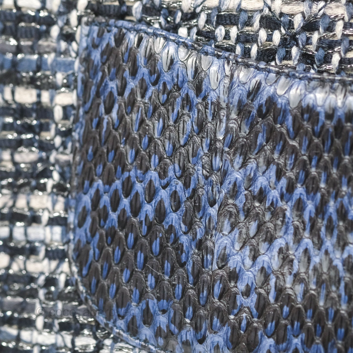 Chanel Quilted Small CC Filigree Flap Navy Tweed Python 18S