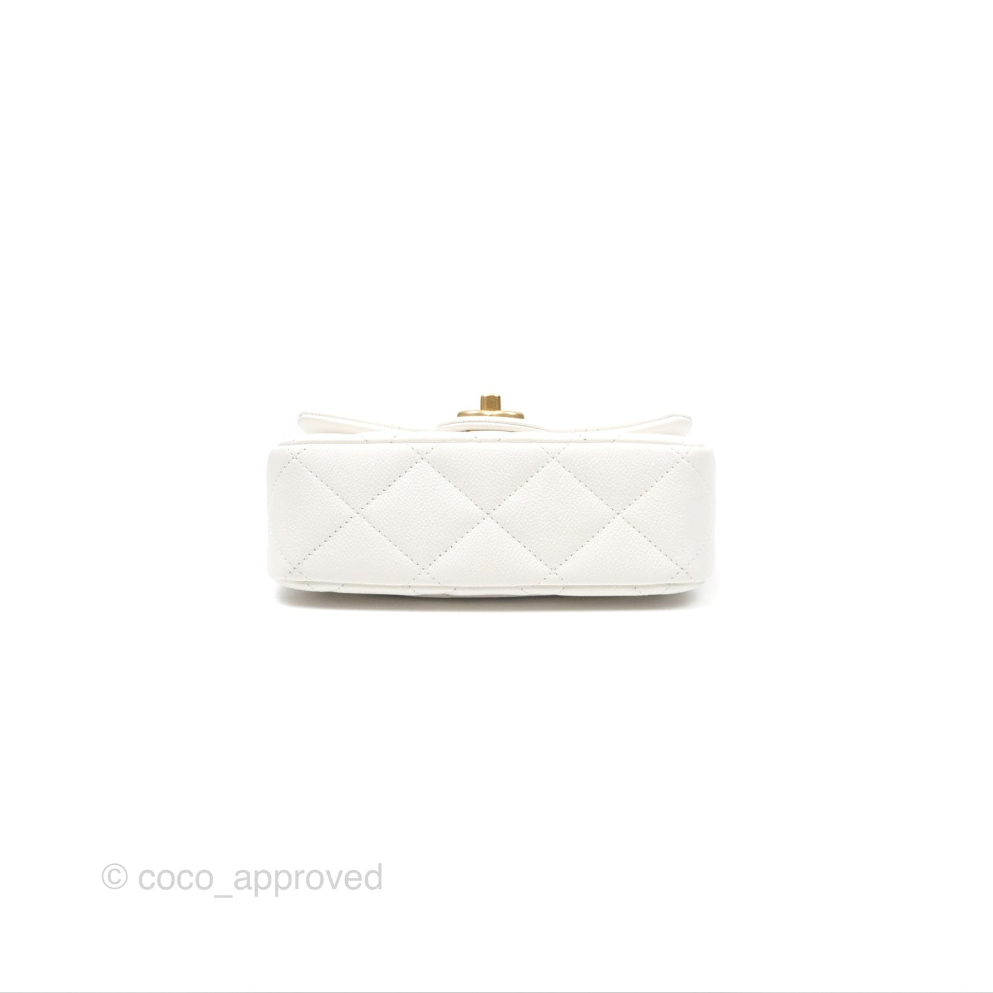 Chanel Mini Flap Bag Heart Adjustable Chain White Caviar Aged Gold Hardware