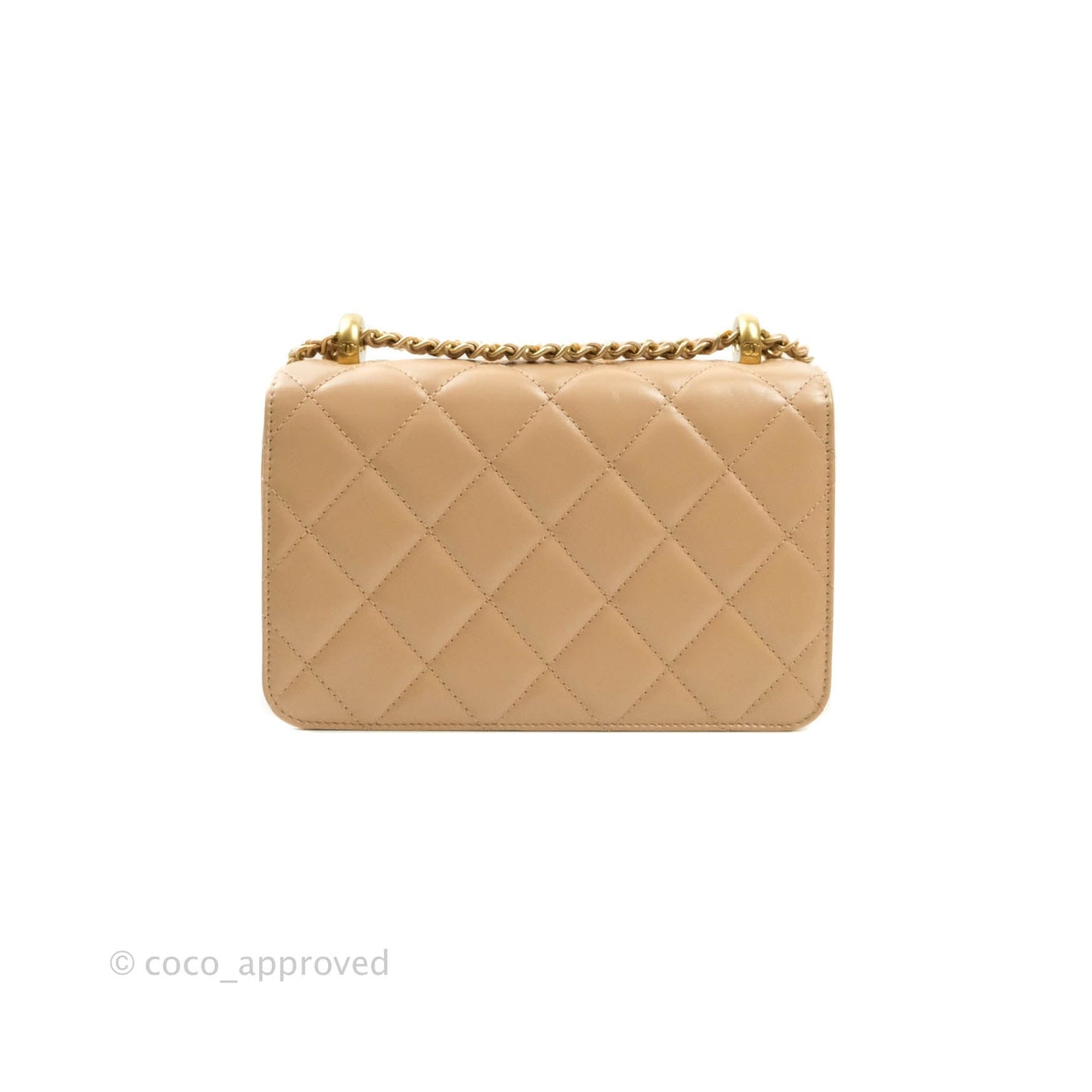 Chanel Quilted Mini Perfect Fit Adjustable Beige Calfskin Gold Hardware 21A