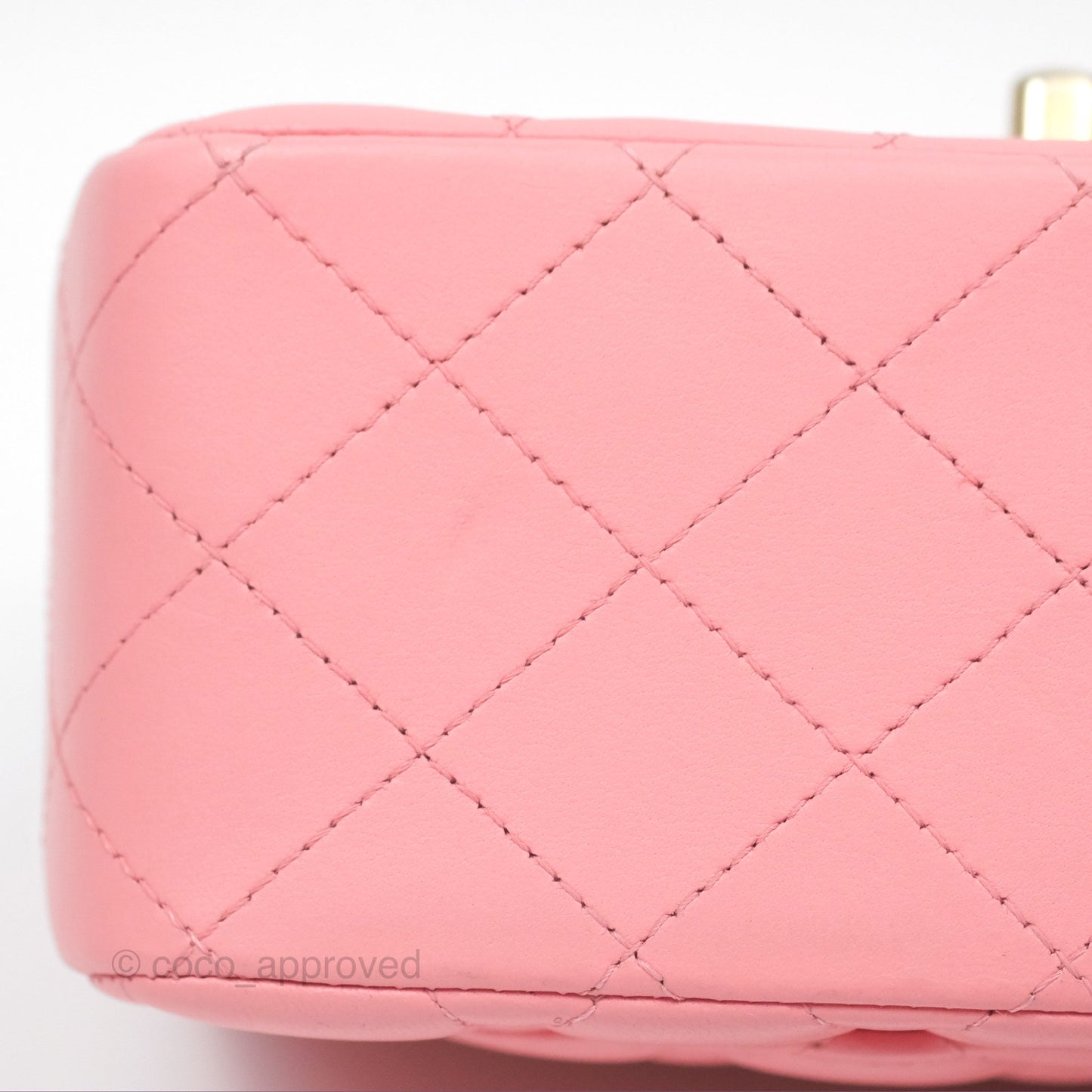 Chanel Mini Square Pink Lambskin Aged Gold Hardware