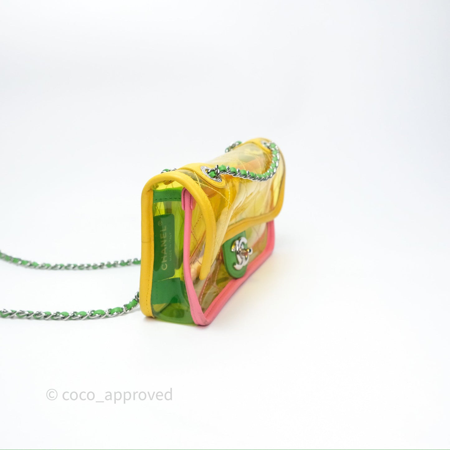 Chanel Mini Coco Splash Flap Bag PVC Lambskin Pink/Yellow/Green Silver Hardware